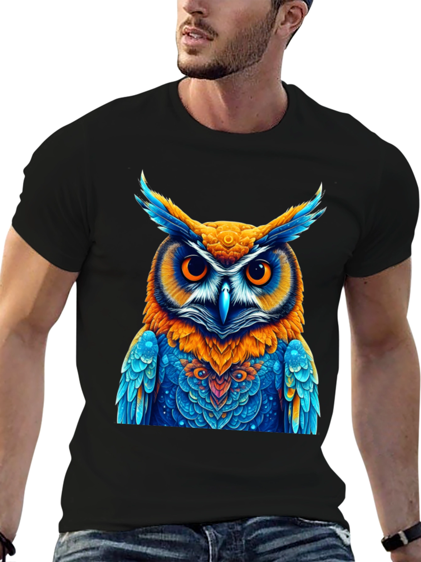 Vibrant Owl Graphic Tee - Unique Artistic Design