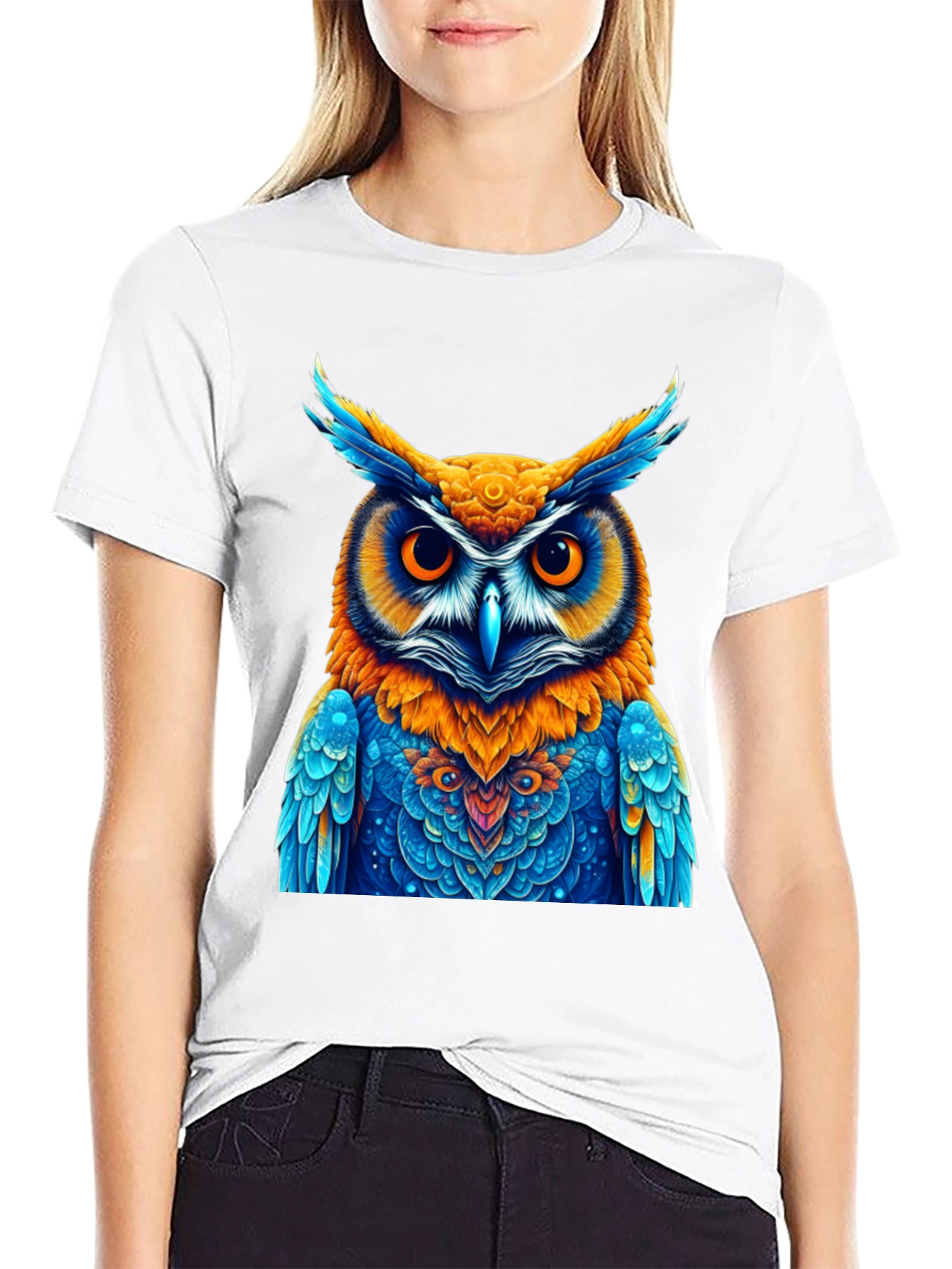 Vibrant Owl Graphic Tee - Unique Artistic Design