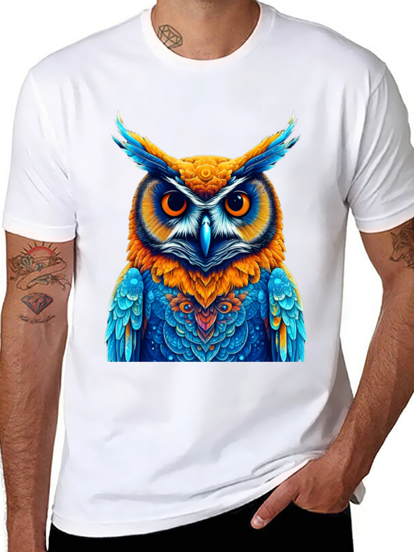 Vibrant Owl Graphic Tee - Unique Artistic Design