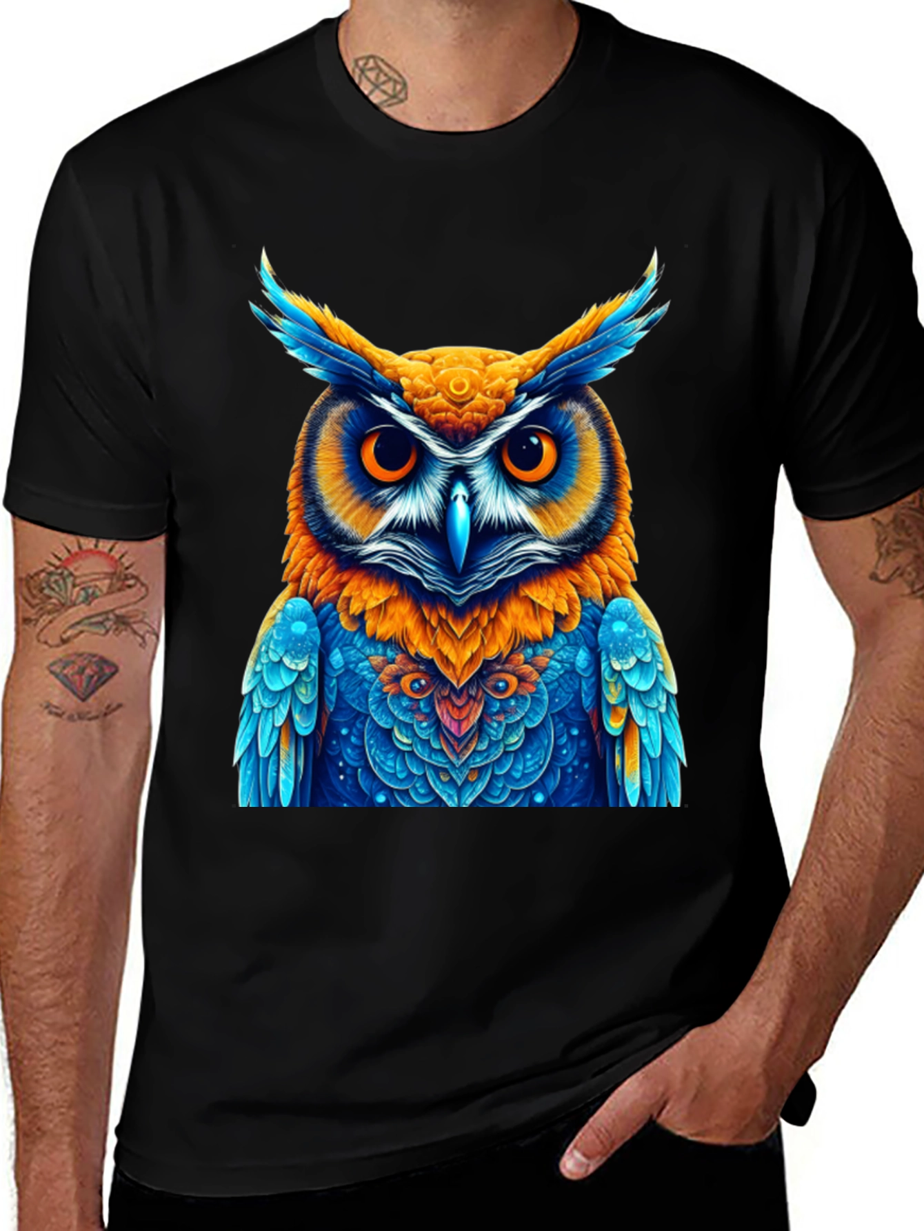 Vibrant Owl Graphic Tee - Unique Artistic Design