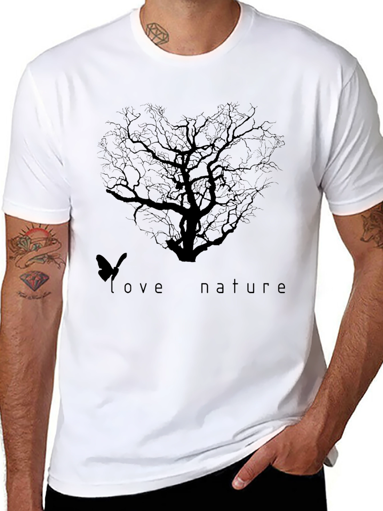 Nature Love Tree Graphic Tee - Black