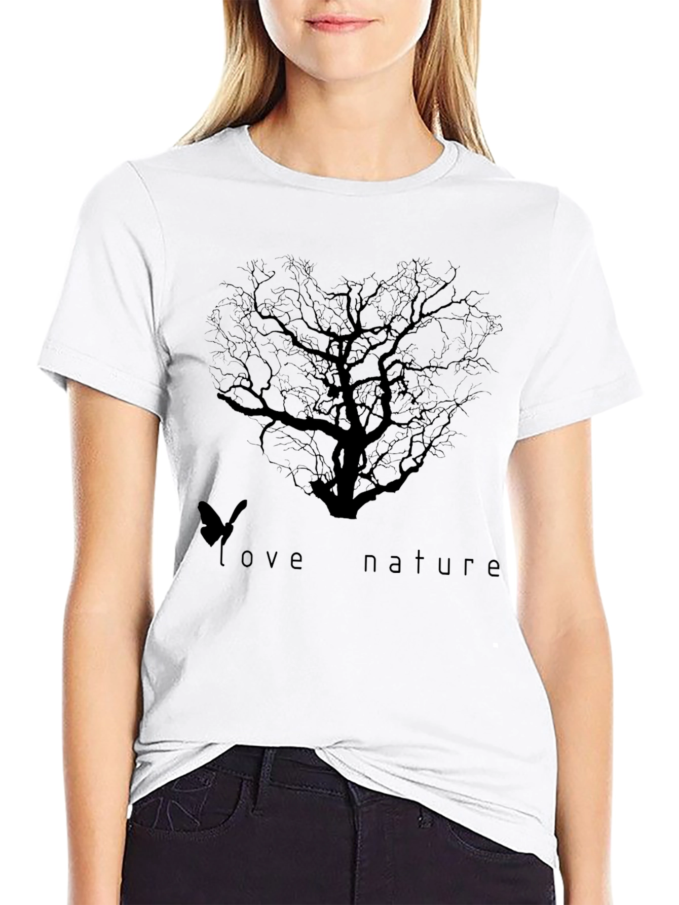 Nature Love Tree Graphic Tee - Black