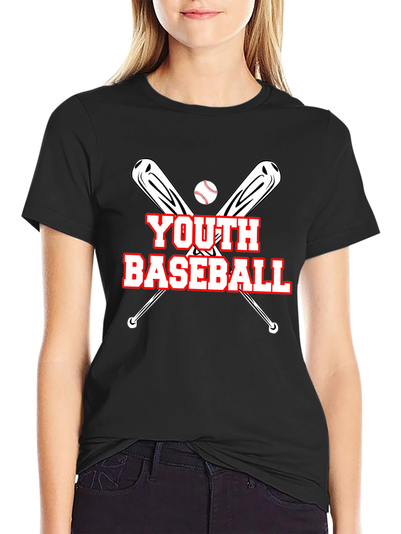 Youth Baseball Graphic T-Shirt - Black