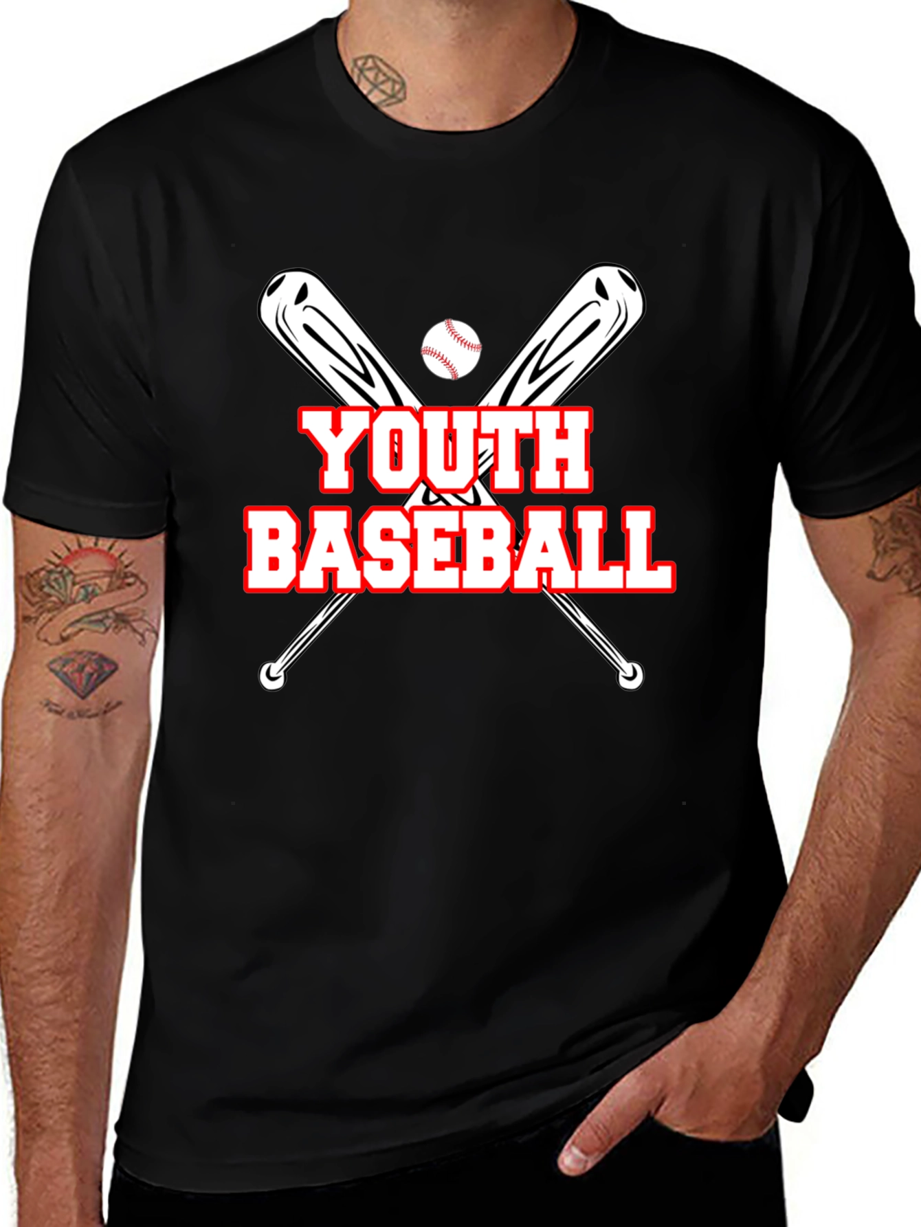 Youth Baseball Graphic T-Shirt - Black