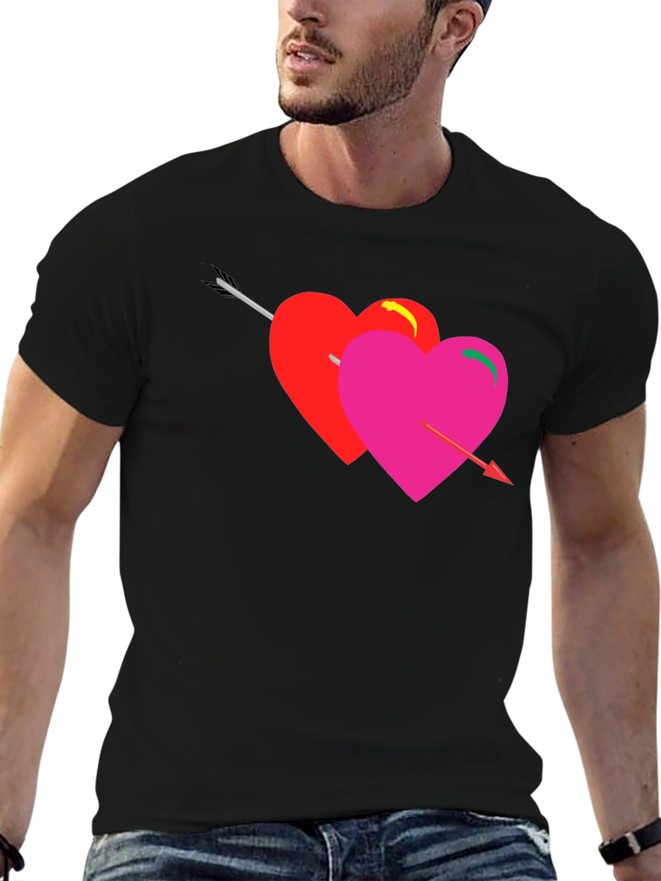 Heart Arrow Graphic Tee - Black Unisex T-Shirt