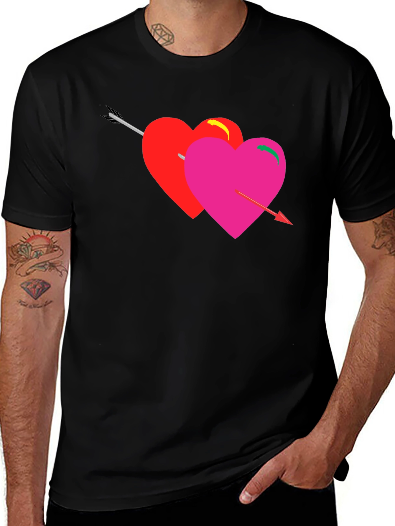 Heart Arrow Graphic Tee - Black Unisex T-Shirt