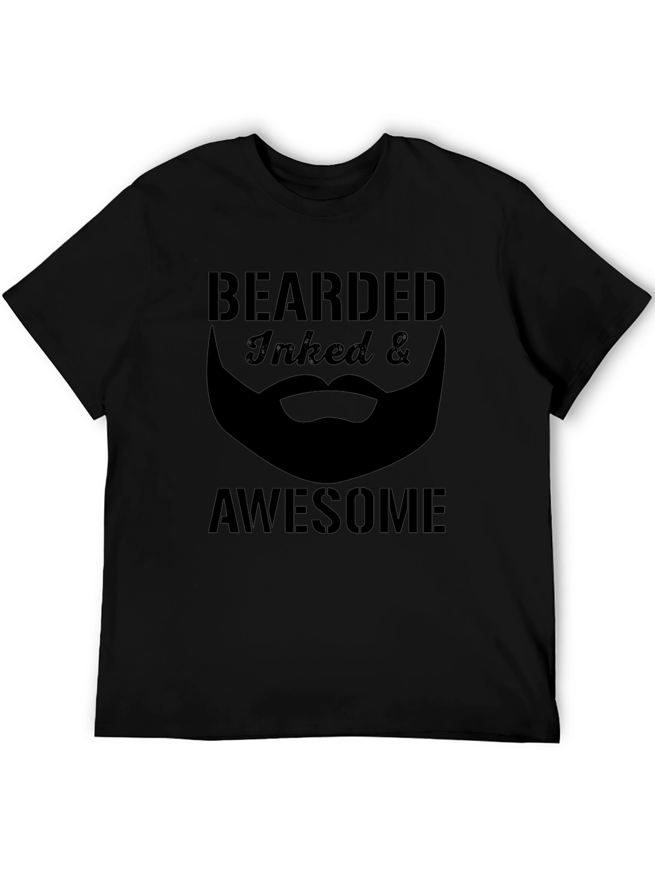 Bearded Inked Awesome Black Graphic Tee