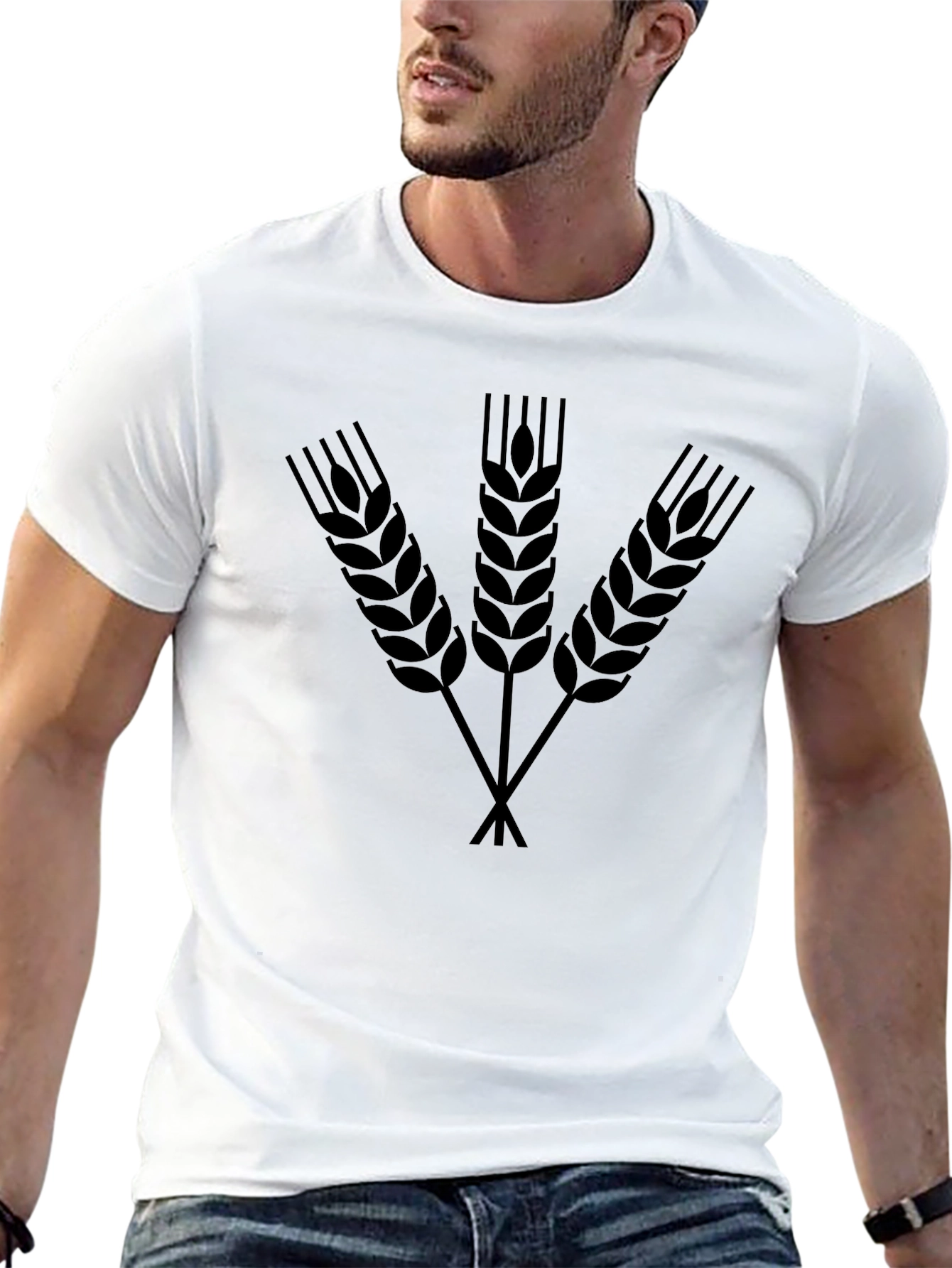 Wheat Stalk Graphic Black T-Shirt