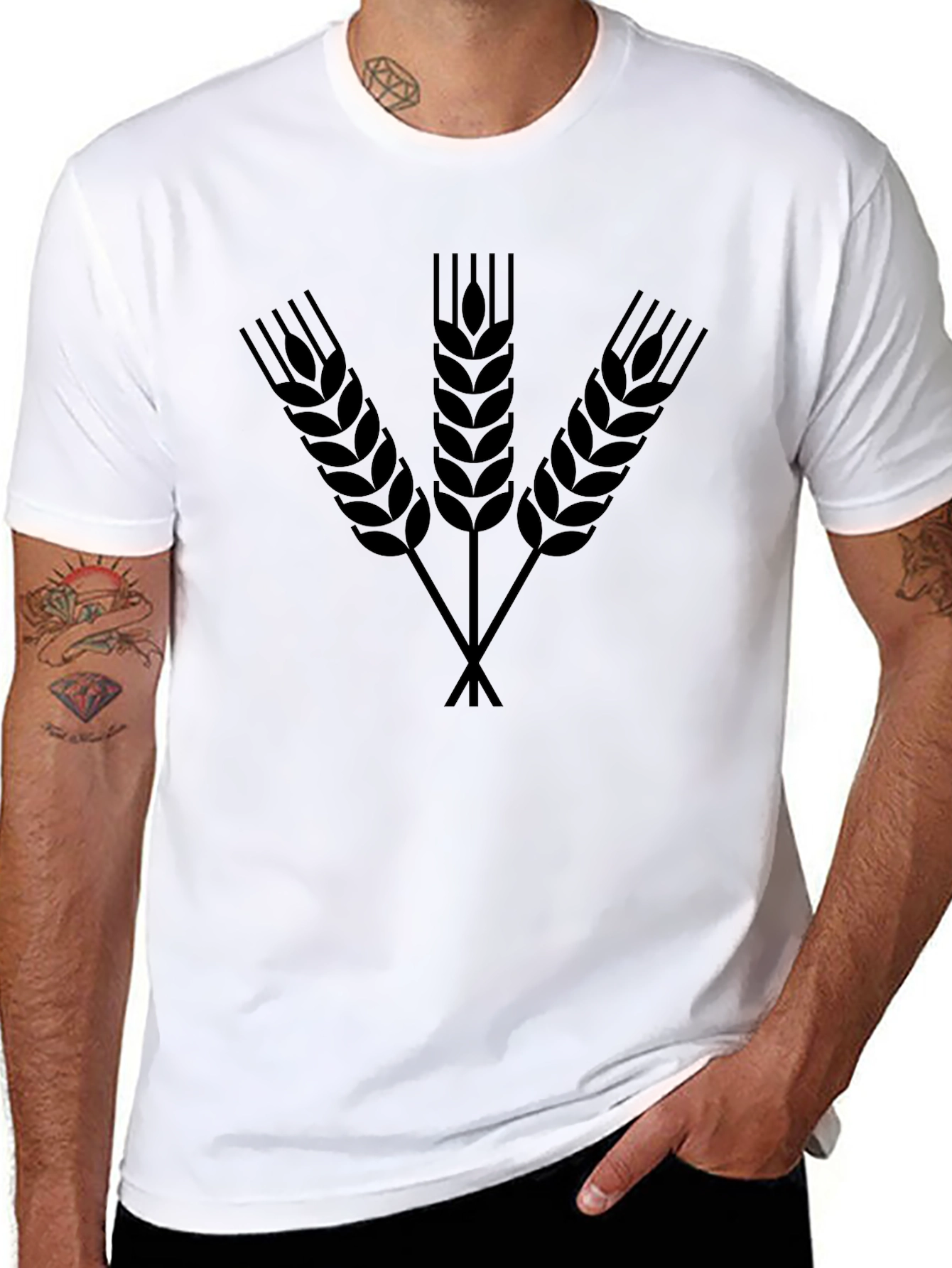 Wheat Stalk Graphic Black T-Shirt