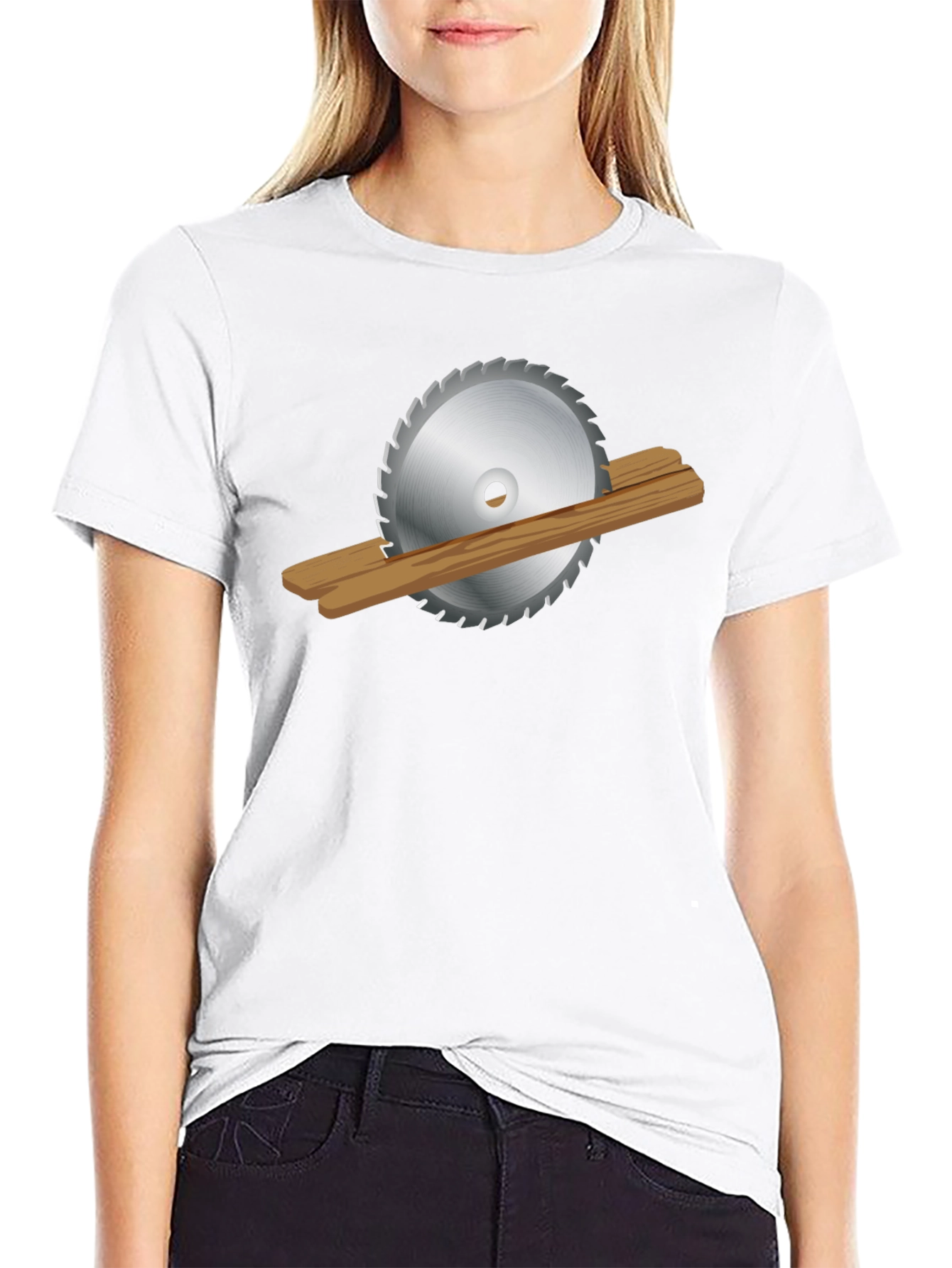 Saw Blade Cutting Wood Graphic T-Shirt