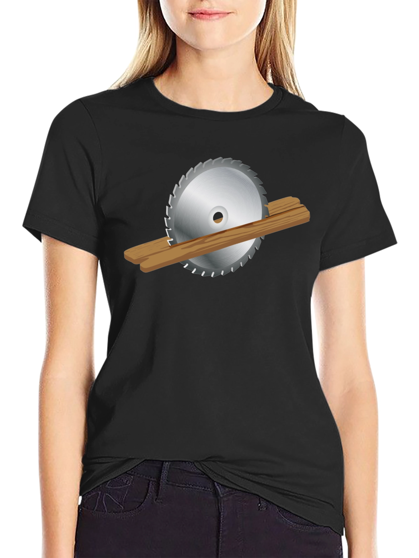 Saw Blade Cutting Wood Graphic T-Shirt