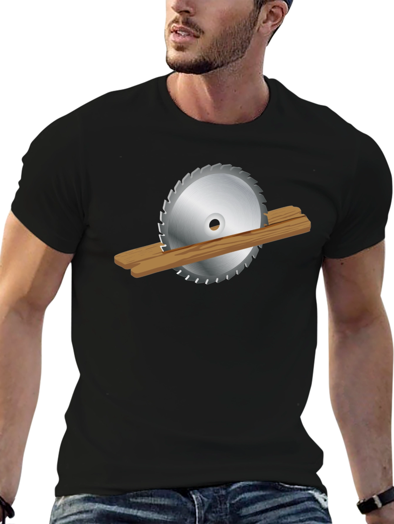 Saw Blade Cutting Wood Graphic T-Shirt