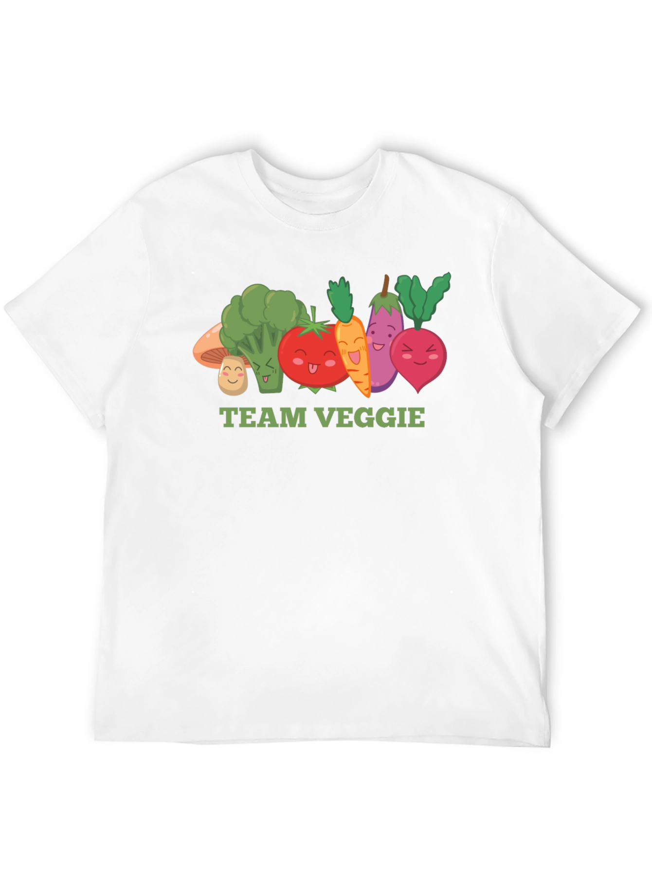 Team Veggie Black T-Shirt - Cartoon Vegetable Design