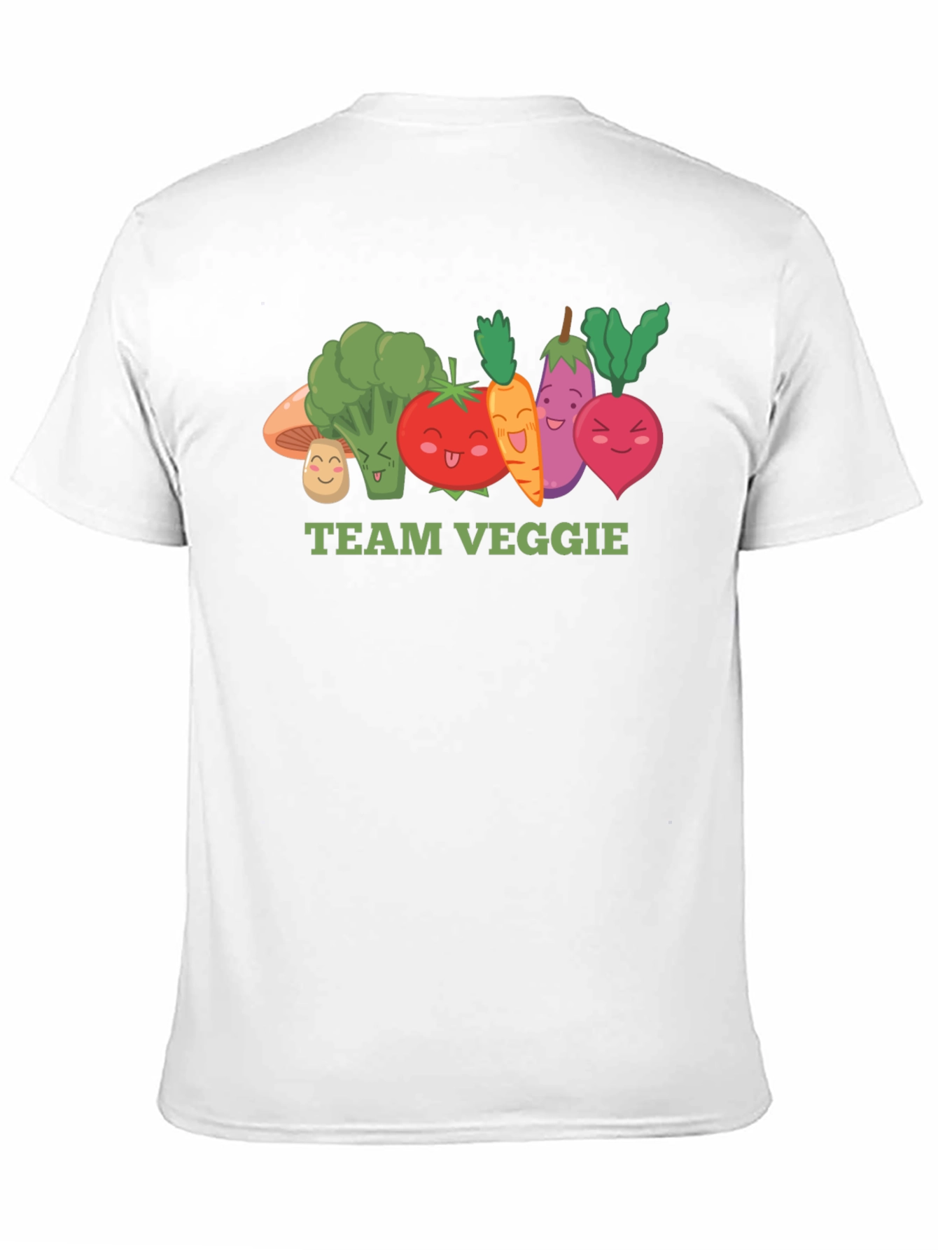 Team Veggie Black T-Shirt - Cartoon Vegetable Design