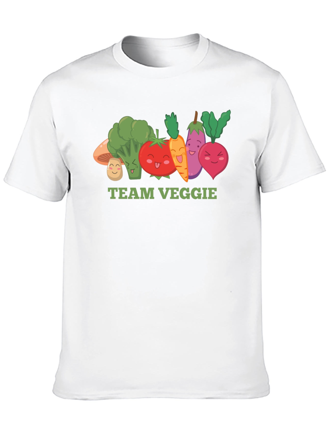 Team Veggie Black T-Shirt - Cartoon Vegetable Design
