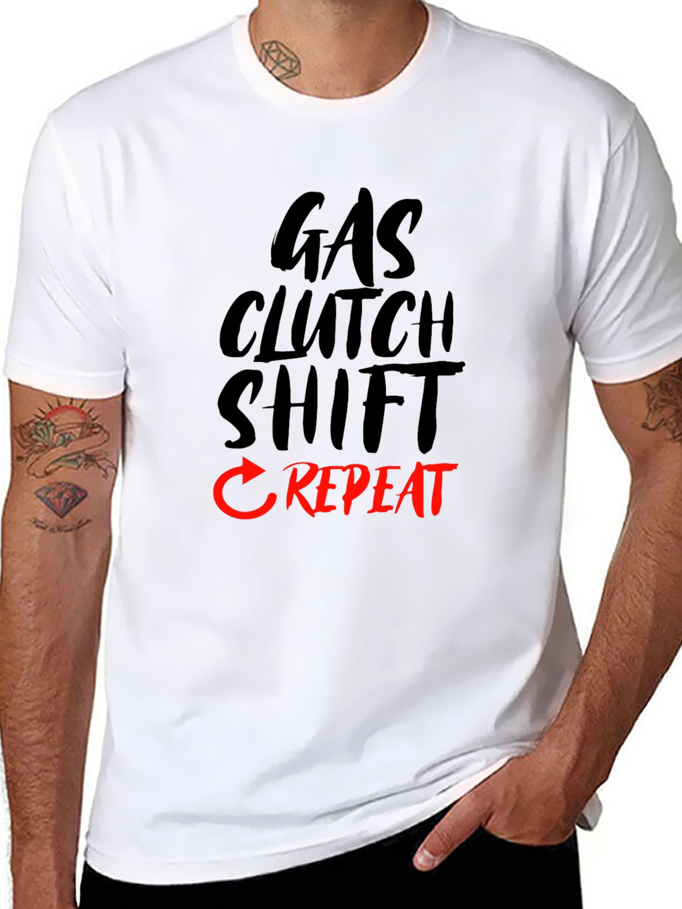 Gas Clutch Shift Repeat Black T-Shirt