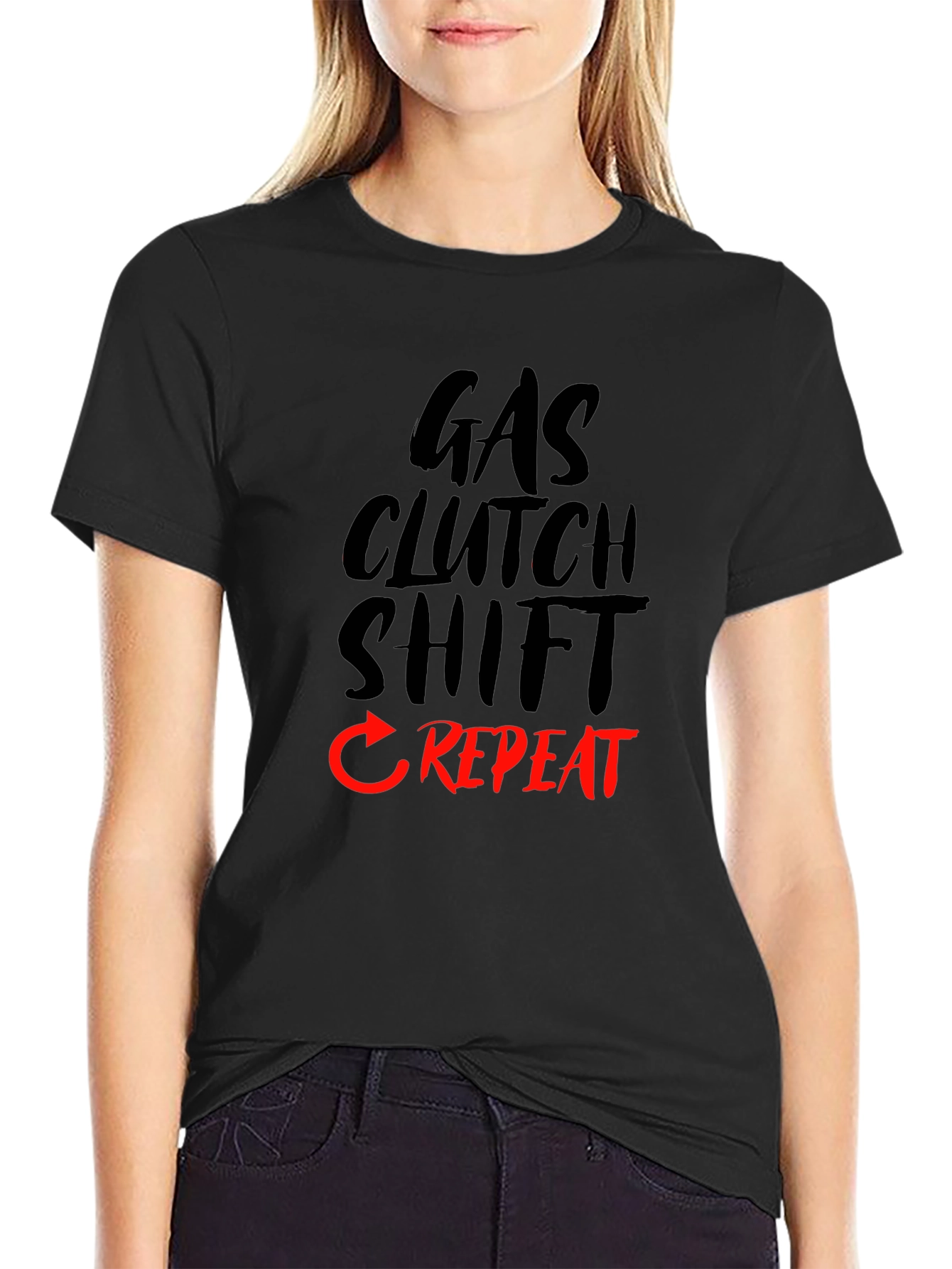 Gas Clutch Shift Repeat Black T-Shirt