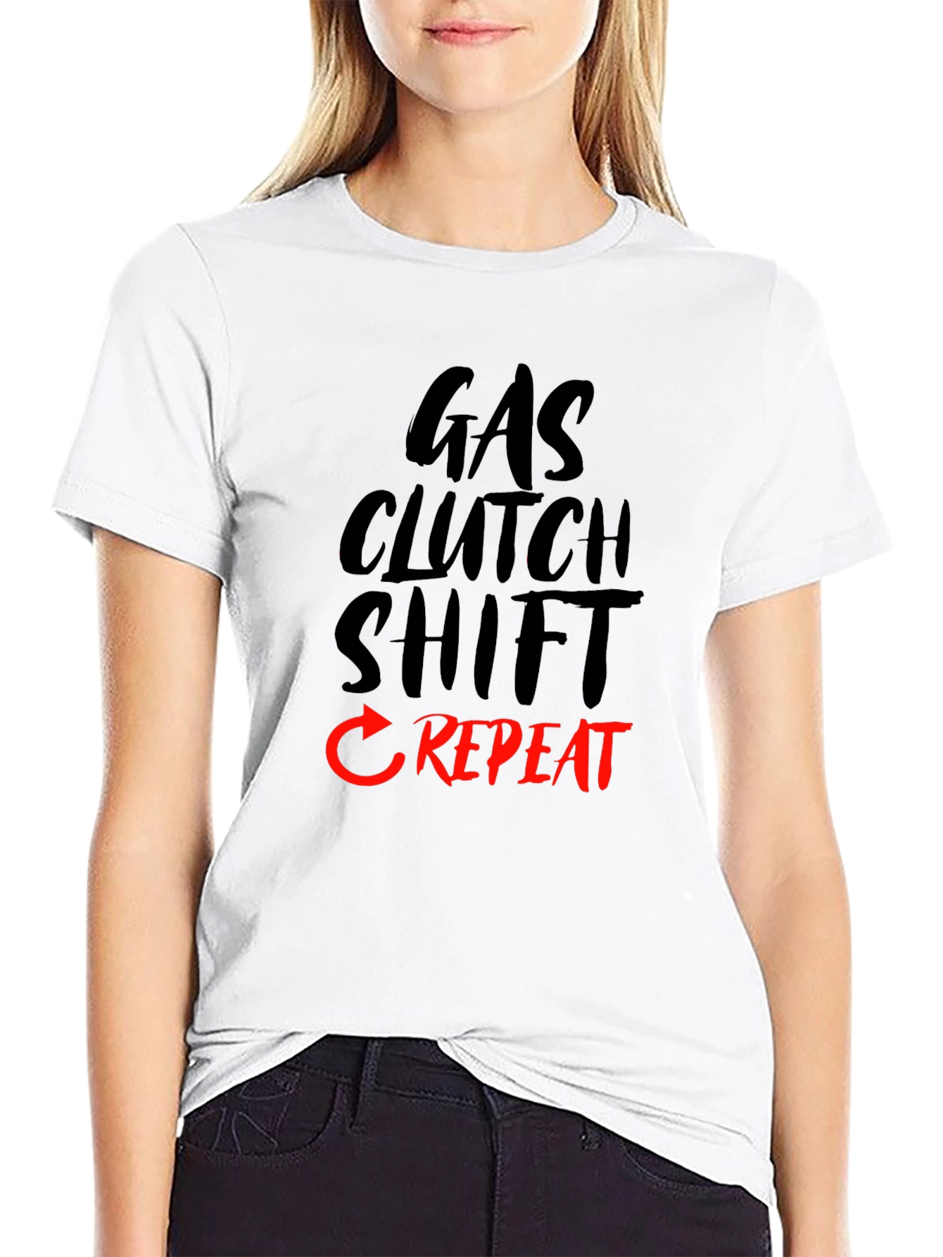 Gas Clutch Shift Repeat Black T-Shirt