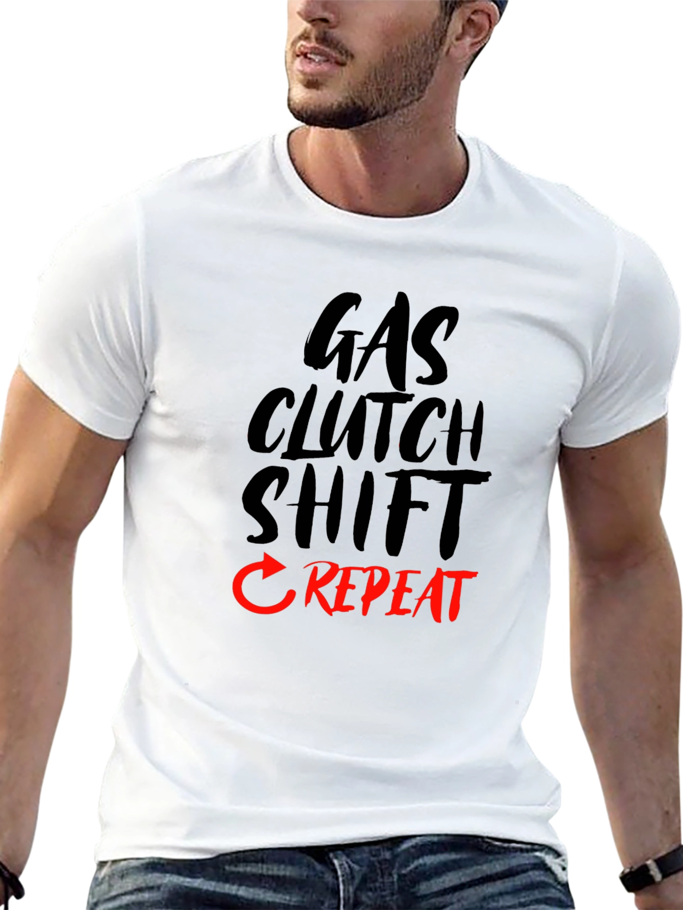 Gas Clutch Shift Repeat Black T-Shirt