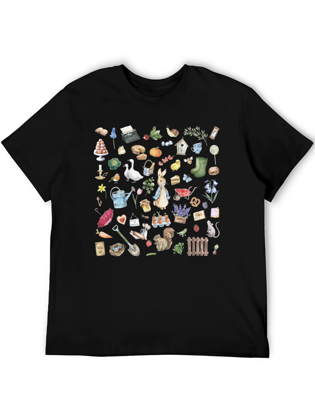 Garden Print Black T-Shirt