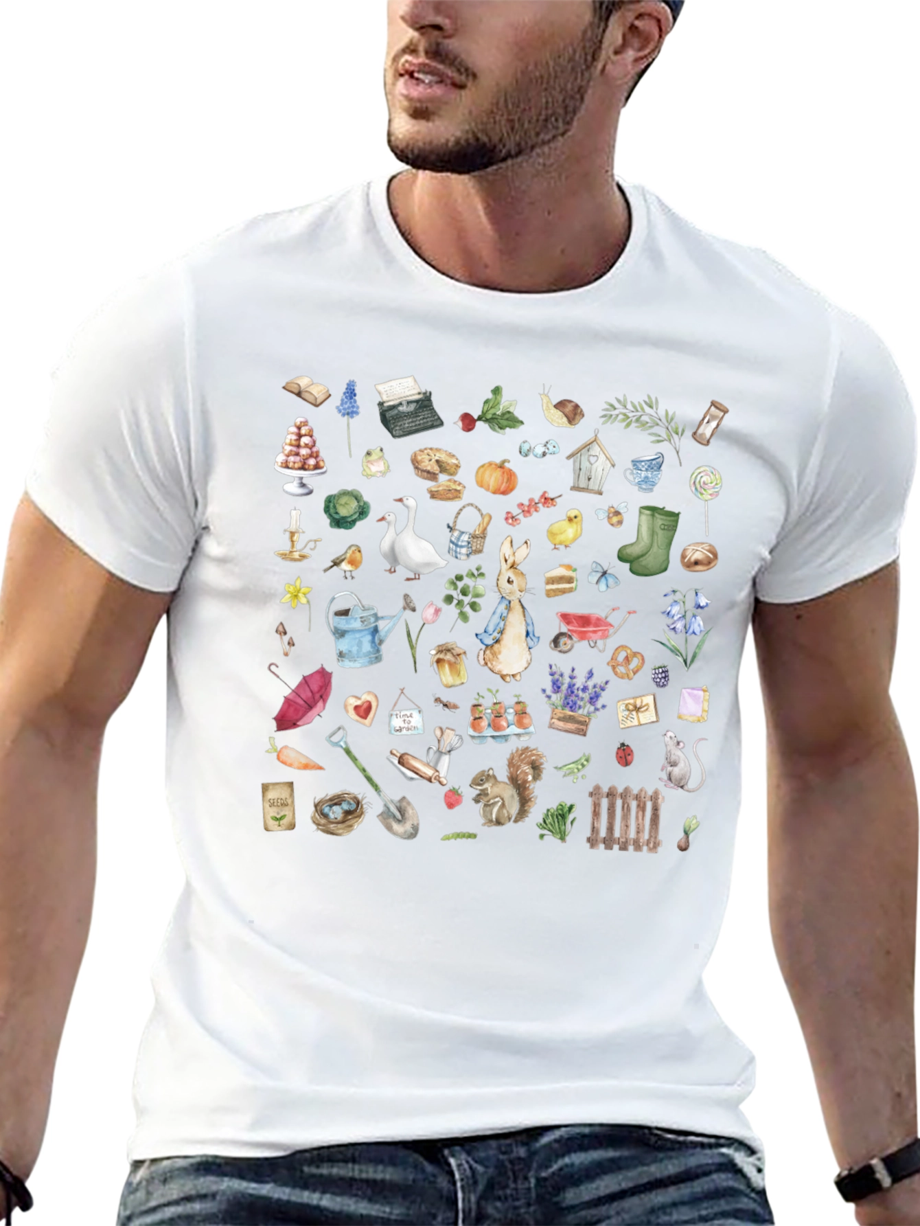 Garden Print Black T-Shirt