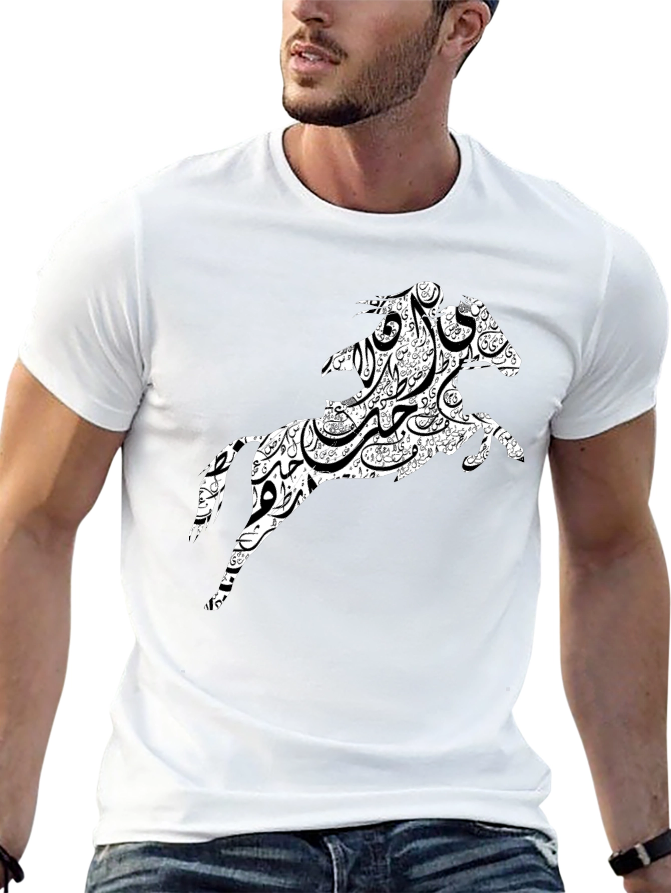 Black Tee with Horse Graphic