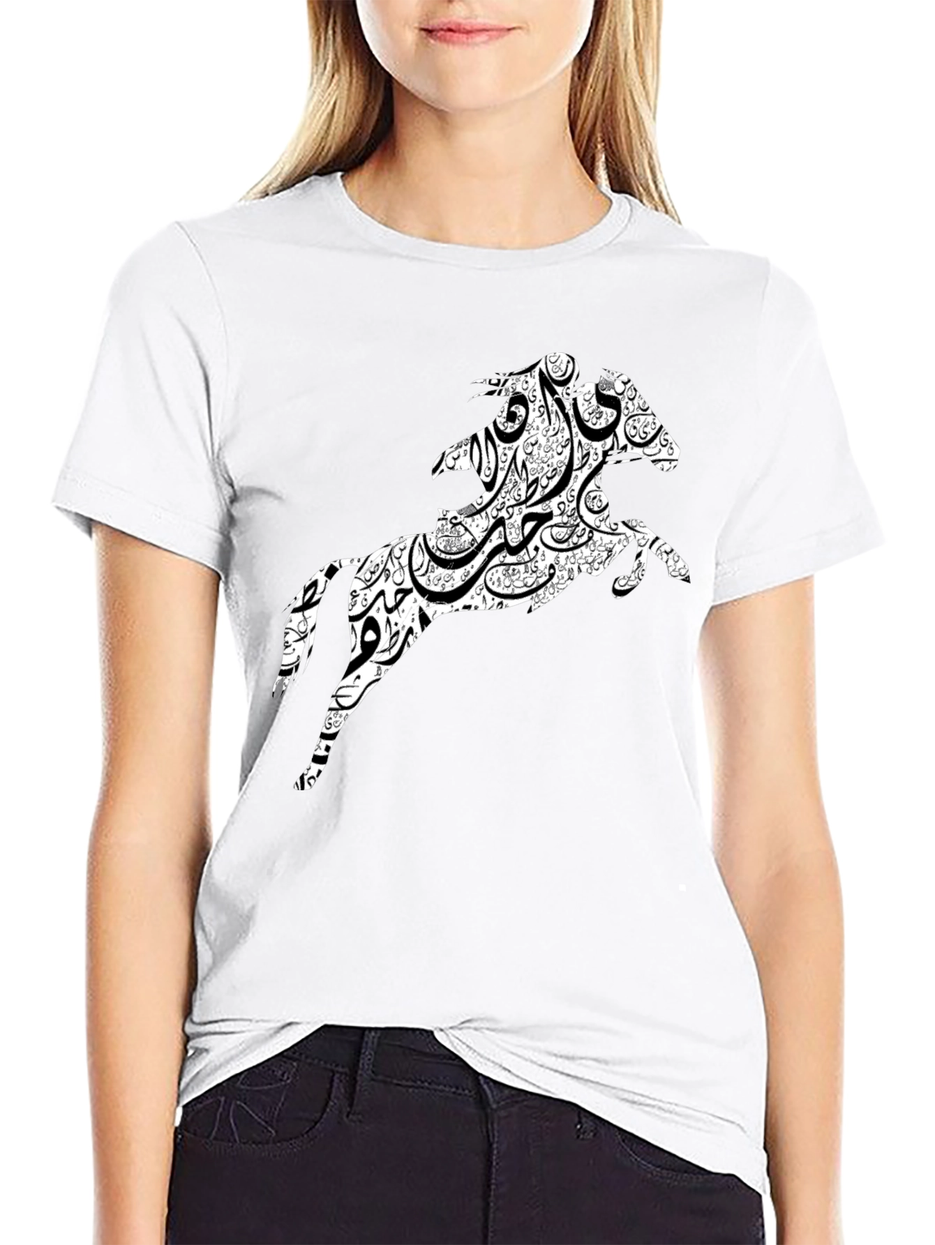 Black Tee with Horse Graphic