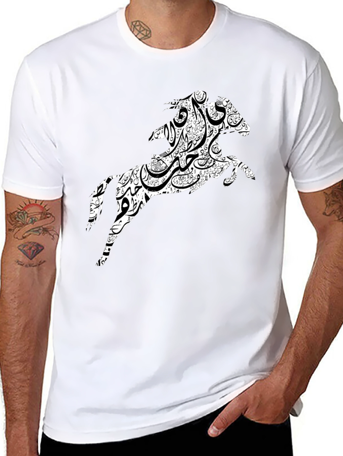 Black Tee with Horse Graphic