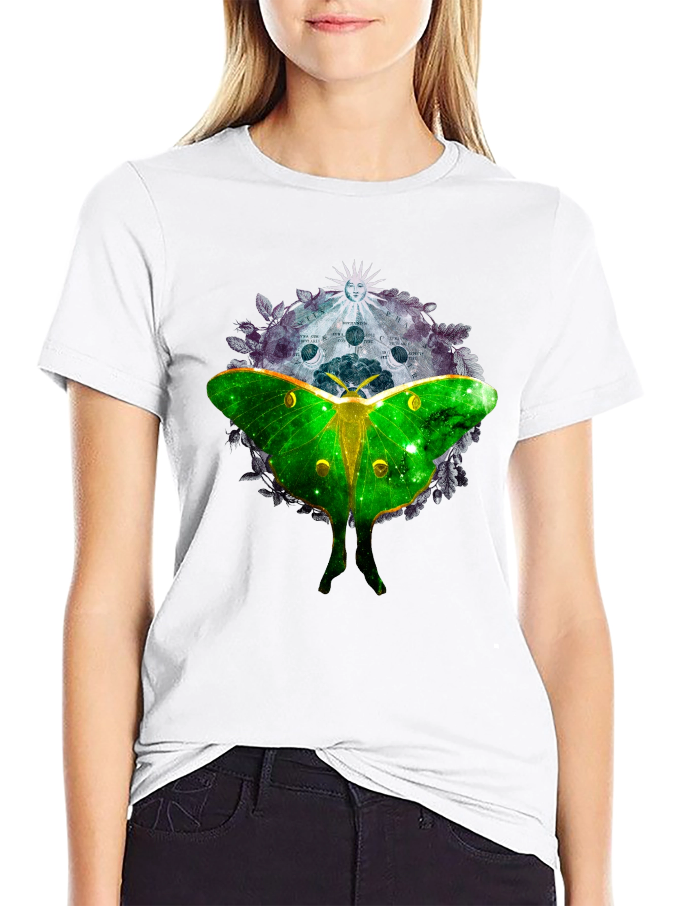 Luna Moth Moon Phases Graphic Tee