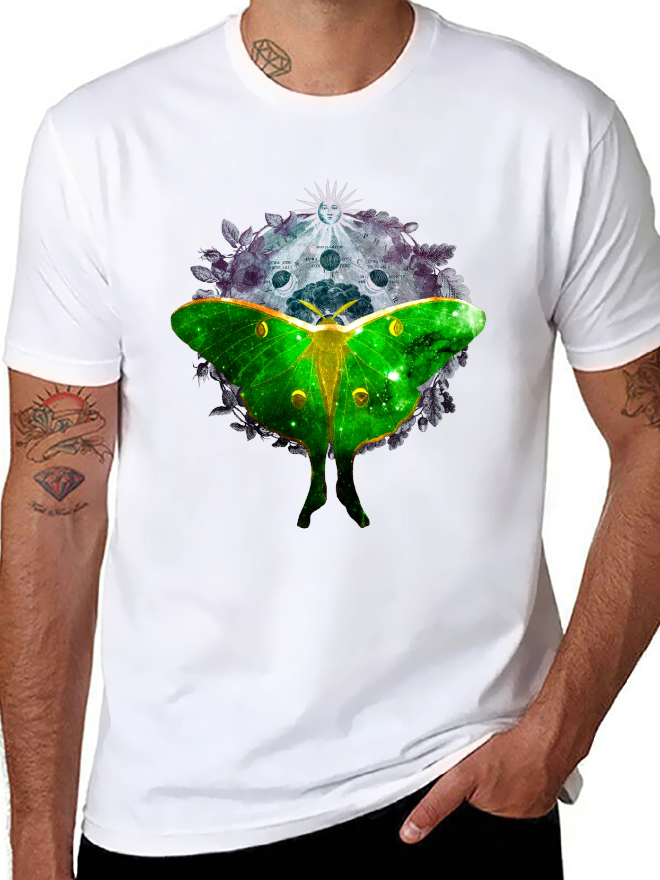 Luna Moth Moon Phases Graphic Tee