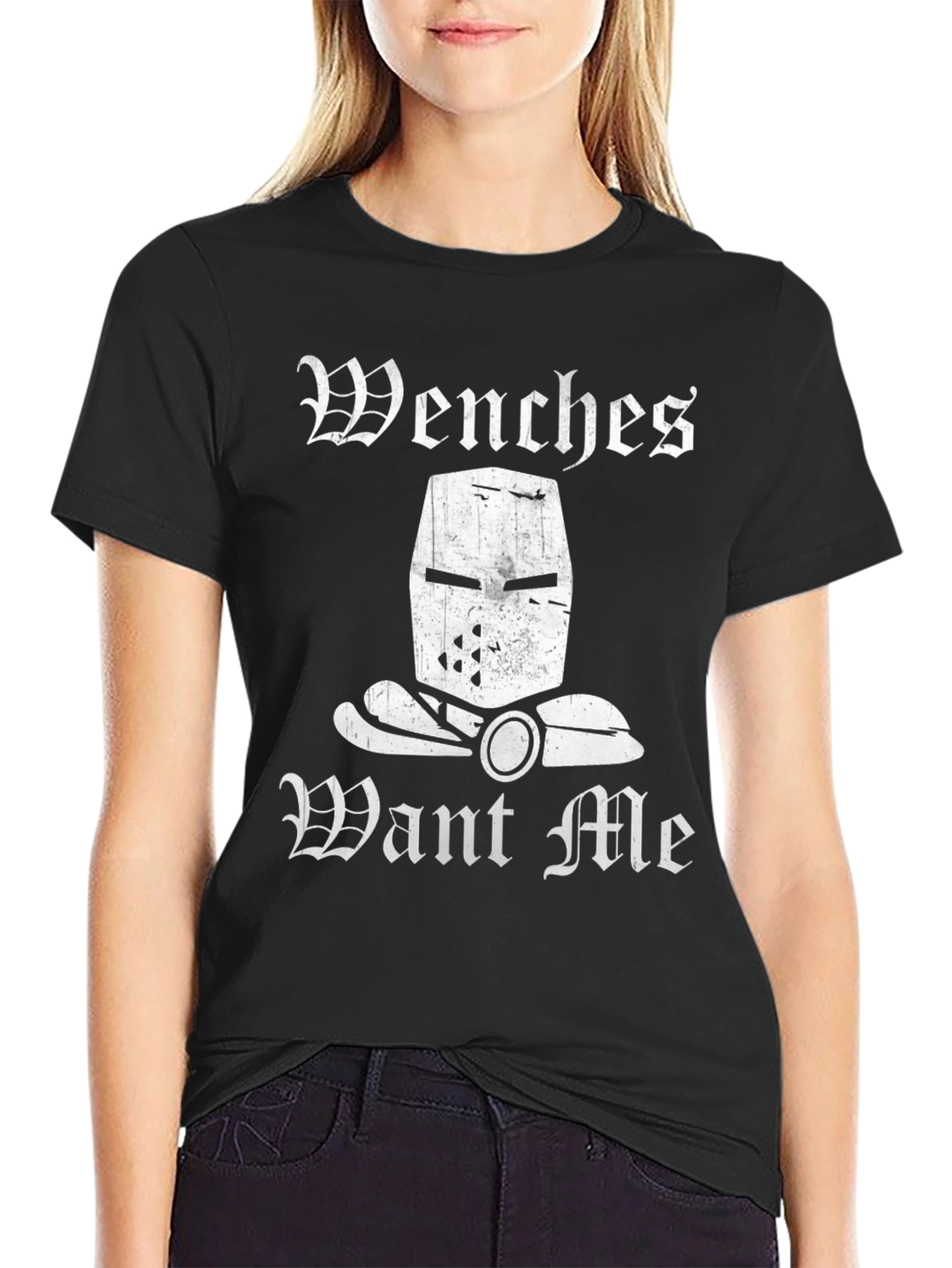 Wenches Want Me Knight Humor T-Shirt - Black