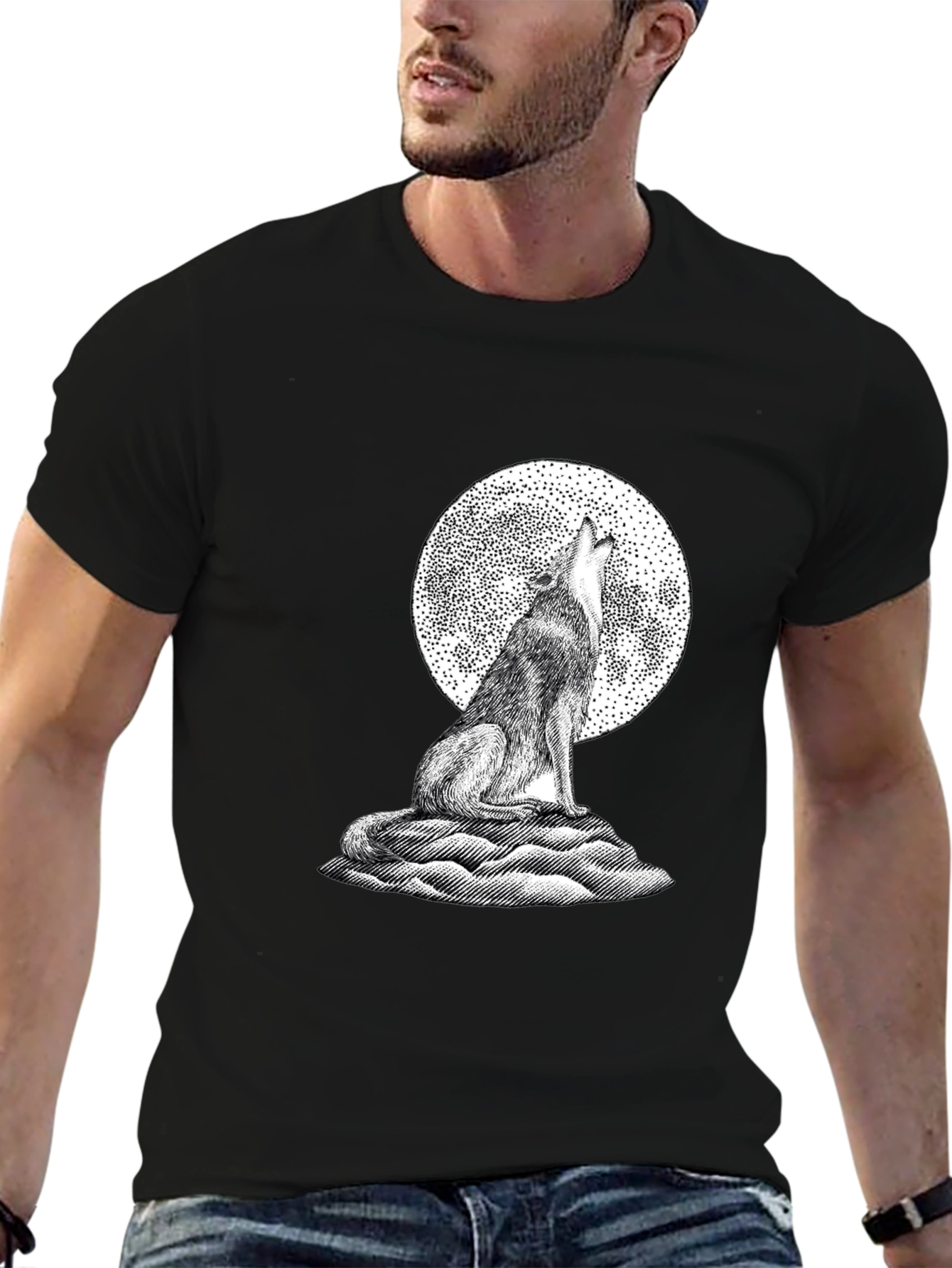 Wolf Moon Graphic Tee - Classic Black
