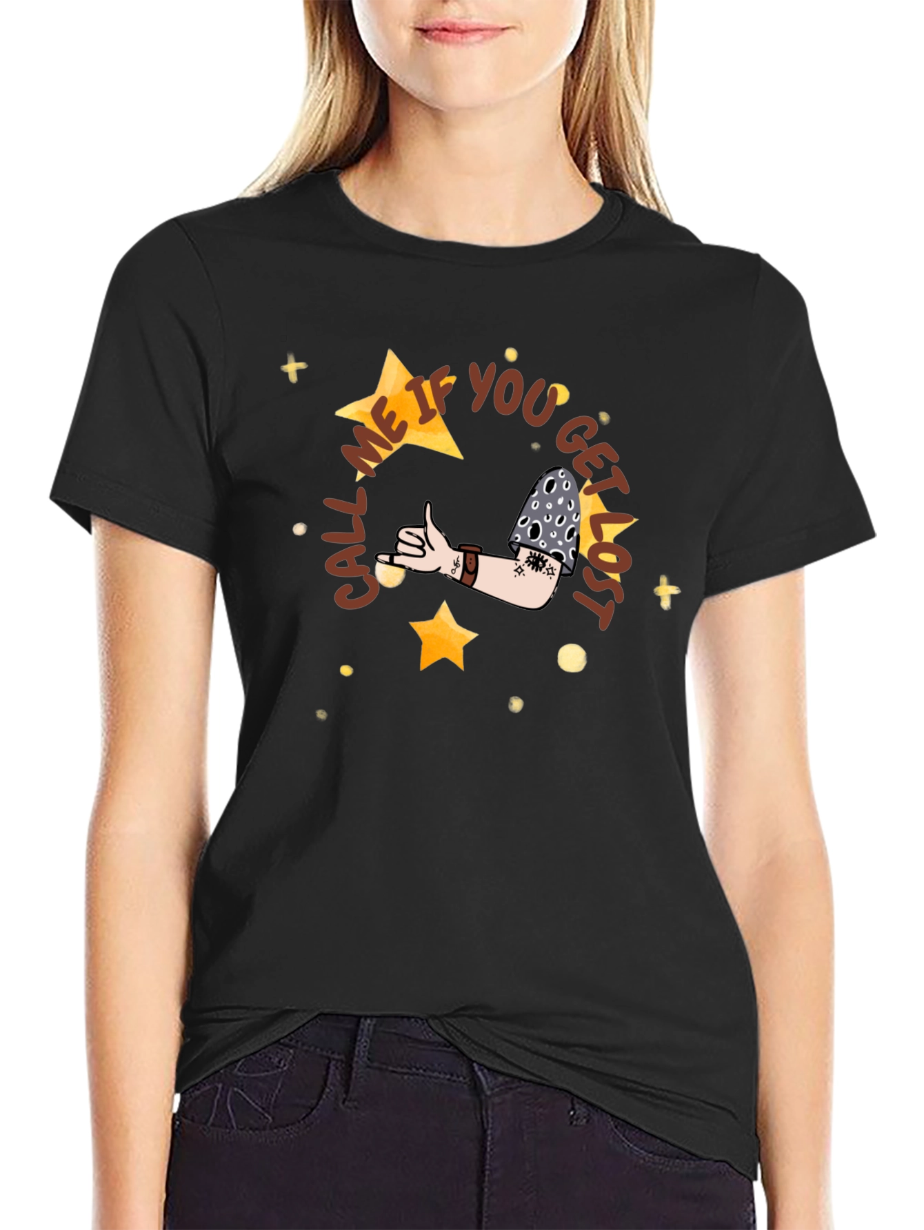 Call Me If You Get Lost Black Graphic Tee