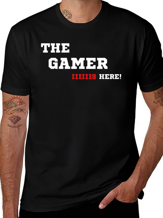 The Gamer is Here! Black Graphic Tee