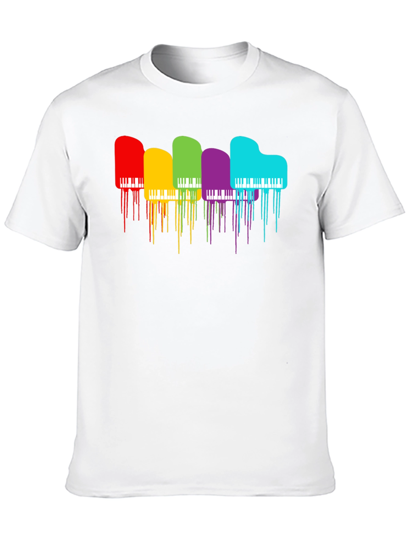 Rainbow Piano Drip Graphic T-Shirt - Black