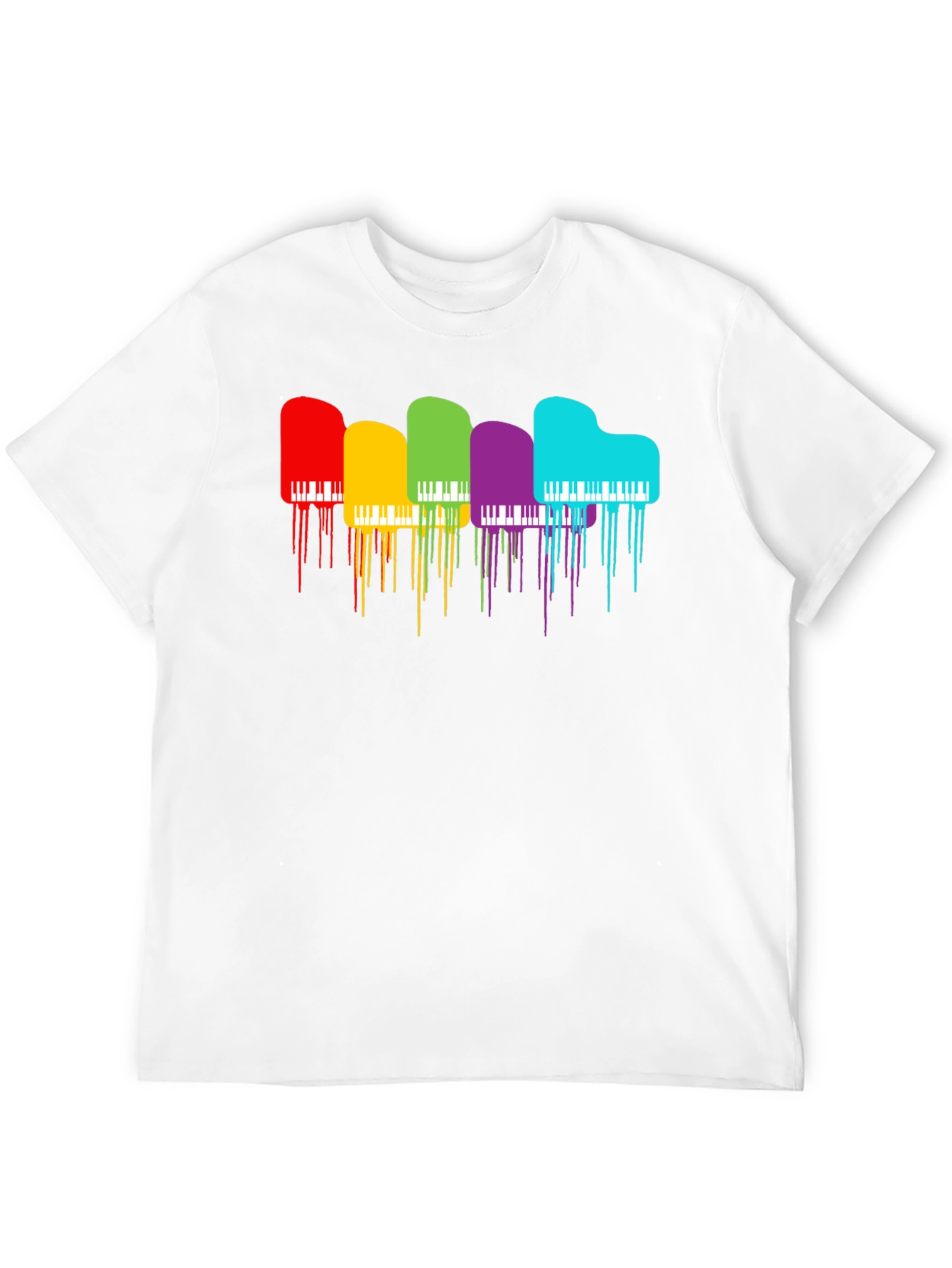 Rainbow Piano Drip Graphic T-Shirt - Black