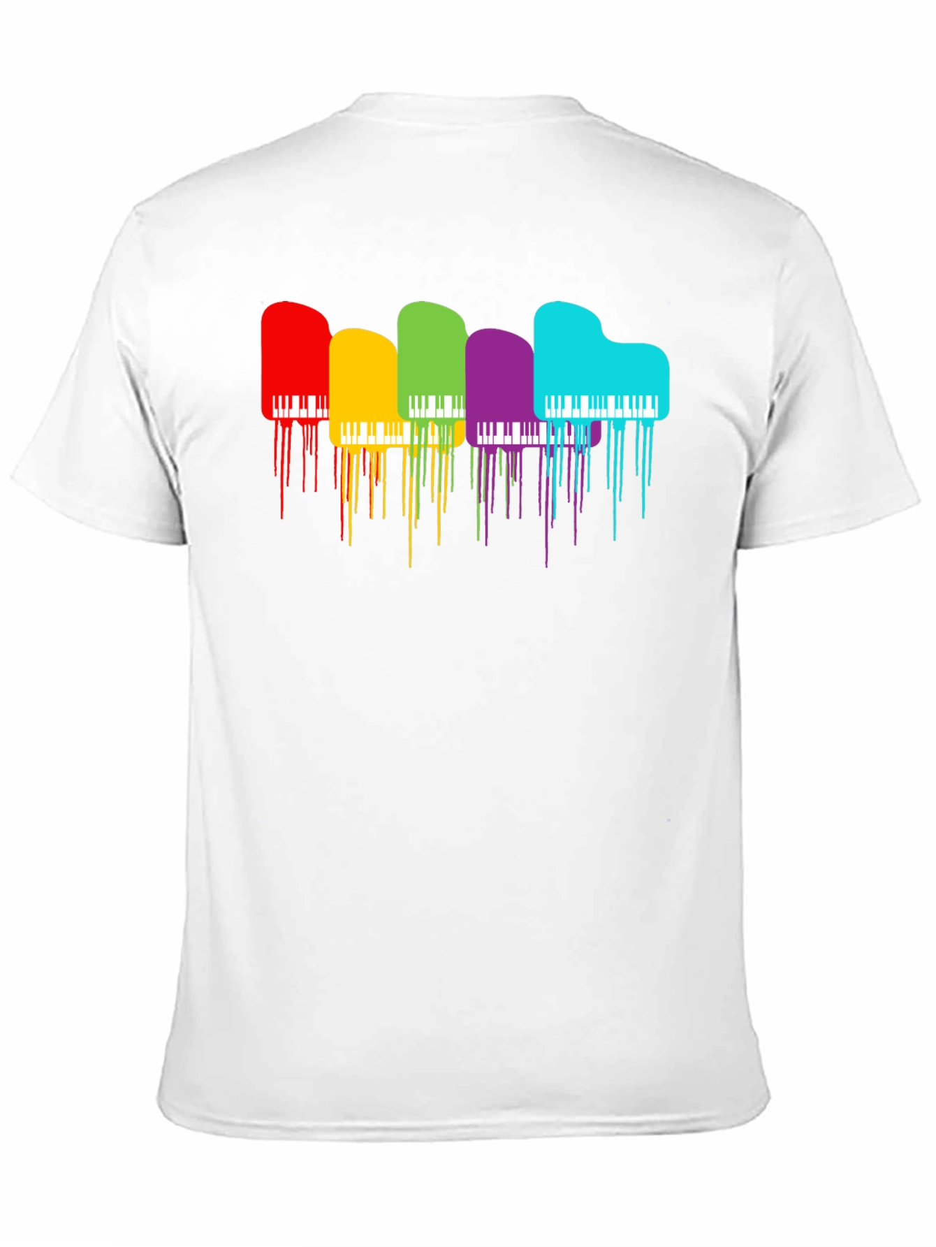 Rainbow Piano Drip Graphic T-Shirt - Black