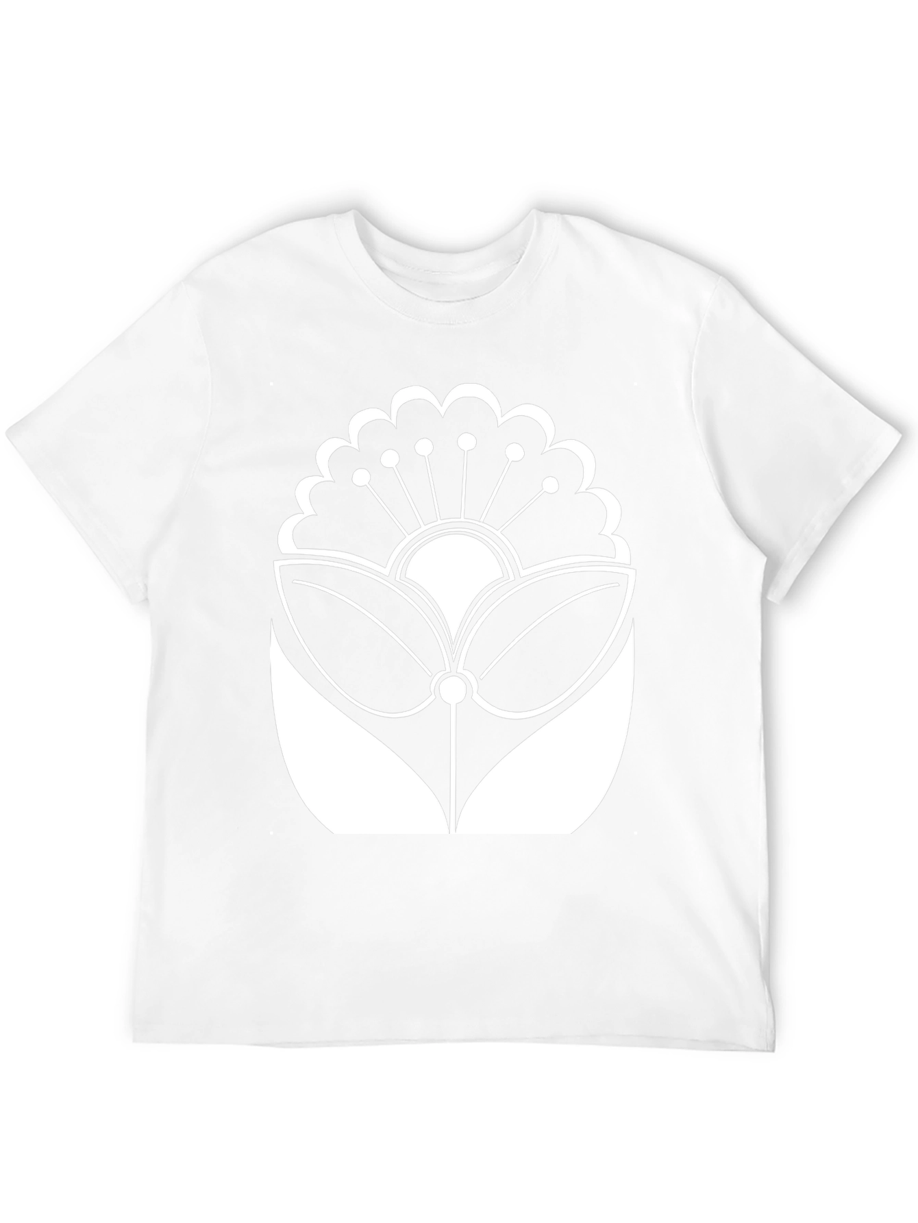 Black T-Shirt with White Floral Design