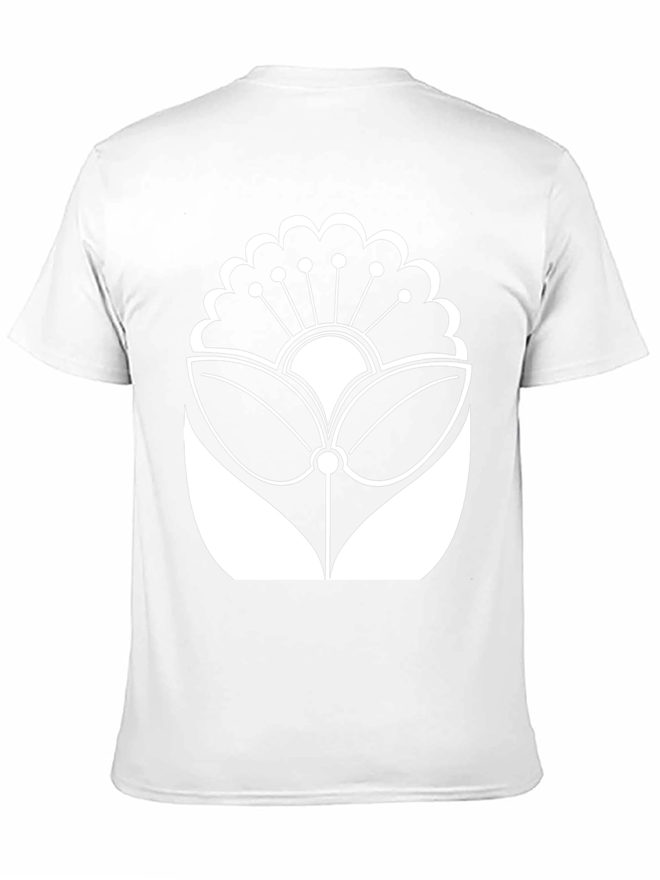 Black T-Shirt with White Floral Design