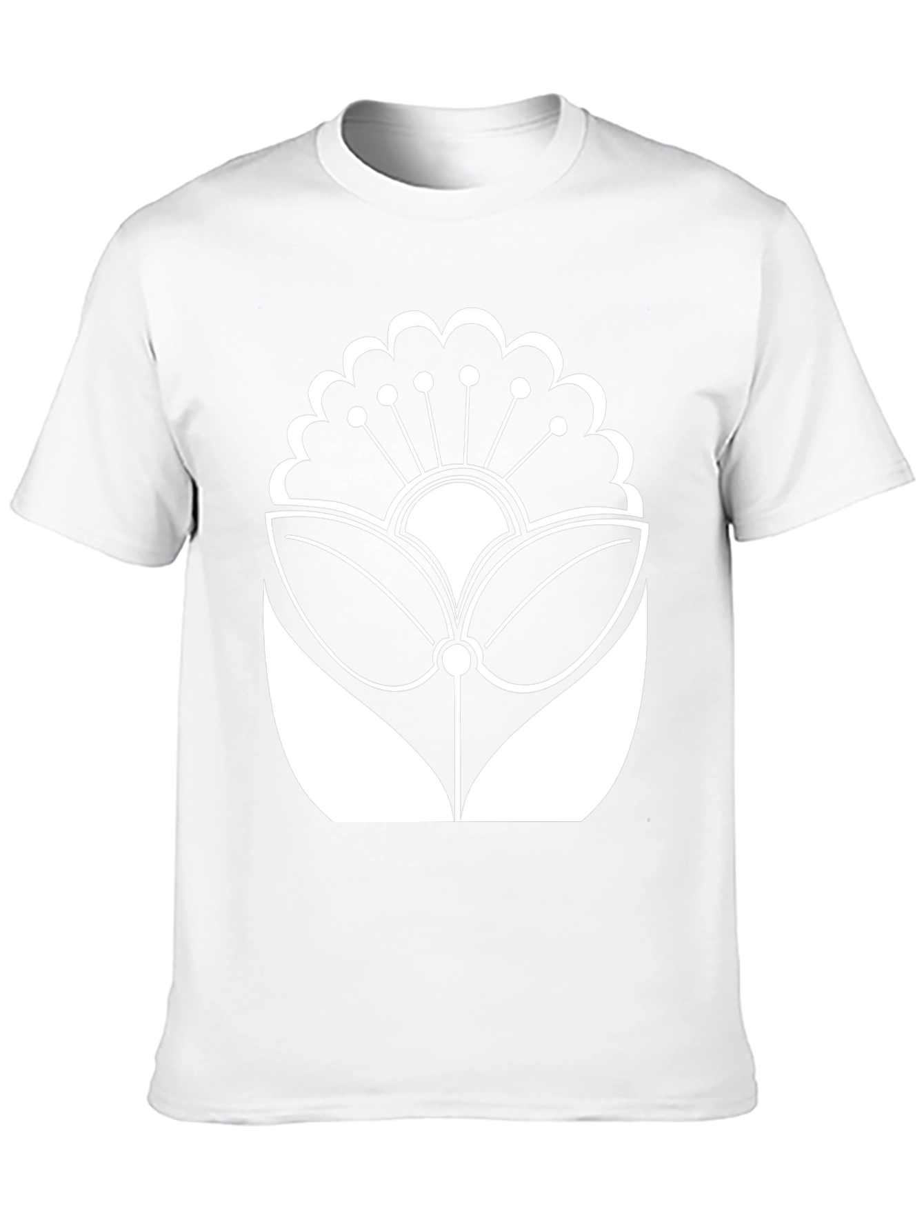 Black T-Shirt with White Floral Design