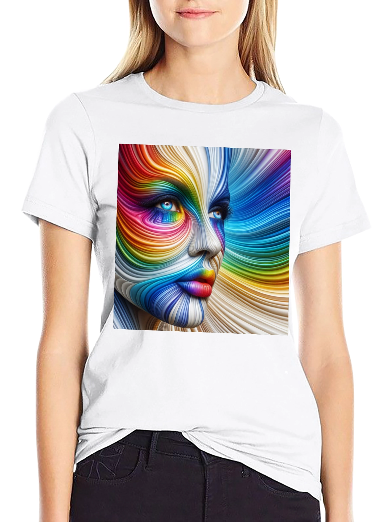 Rainbow Face Graphic T-Shirt - Vivid Art Tee