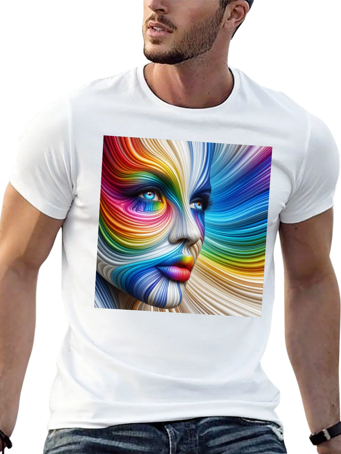 Rainbow Face Graphic T-Shirt - Vivid Art Tee