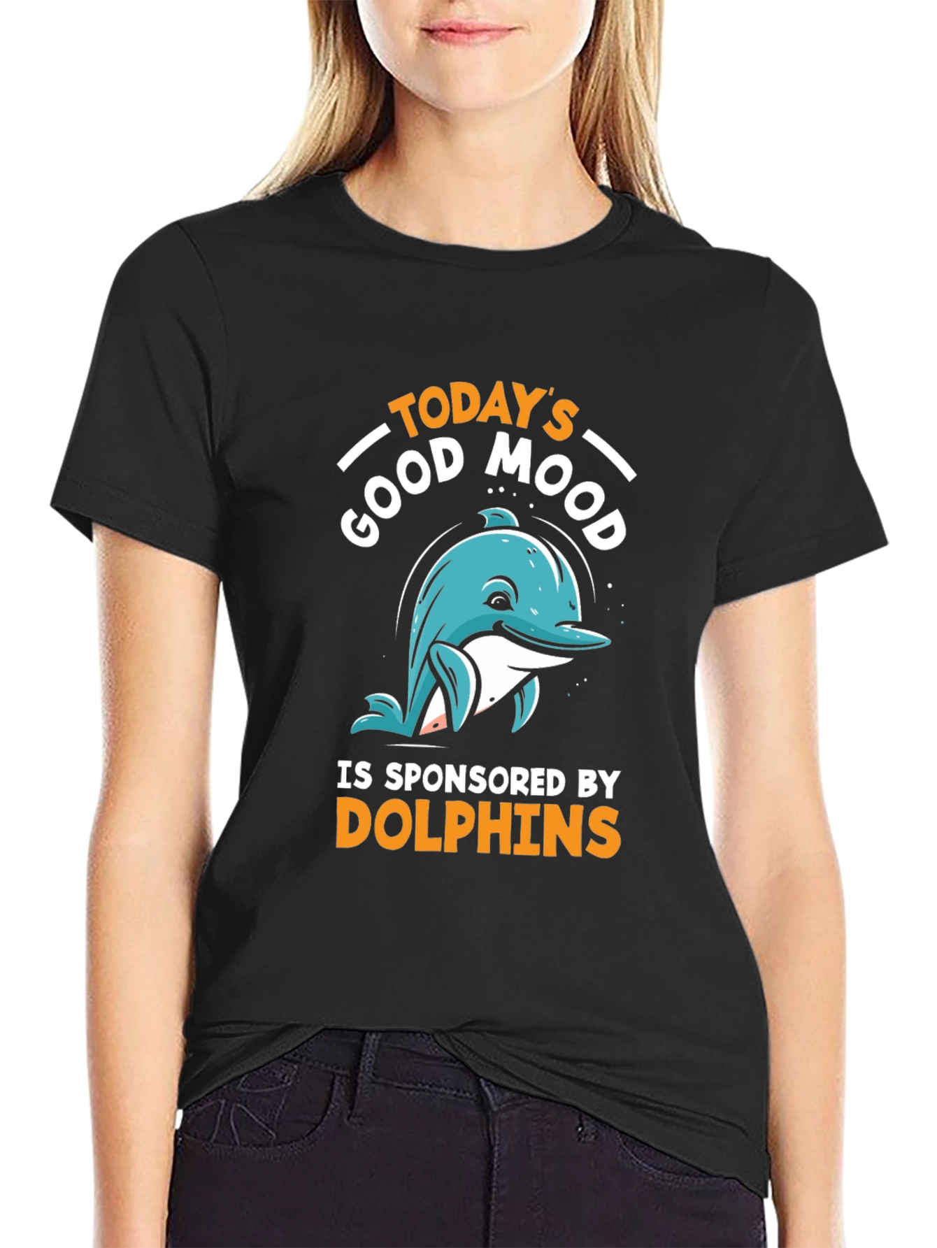 Good Mood Dolphins T-Shirt - Unisex Black Tee