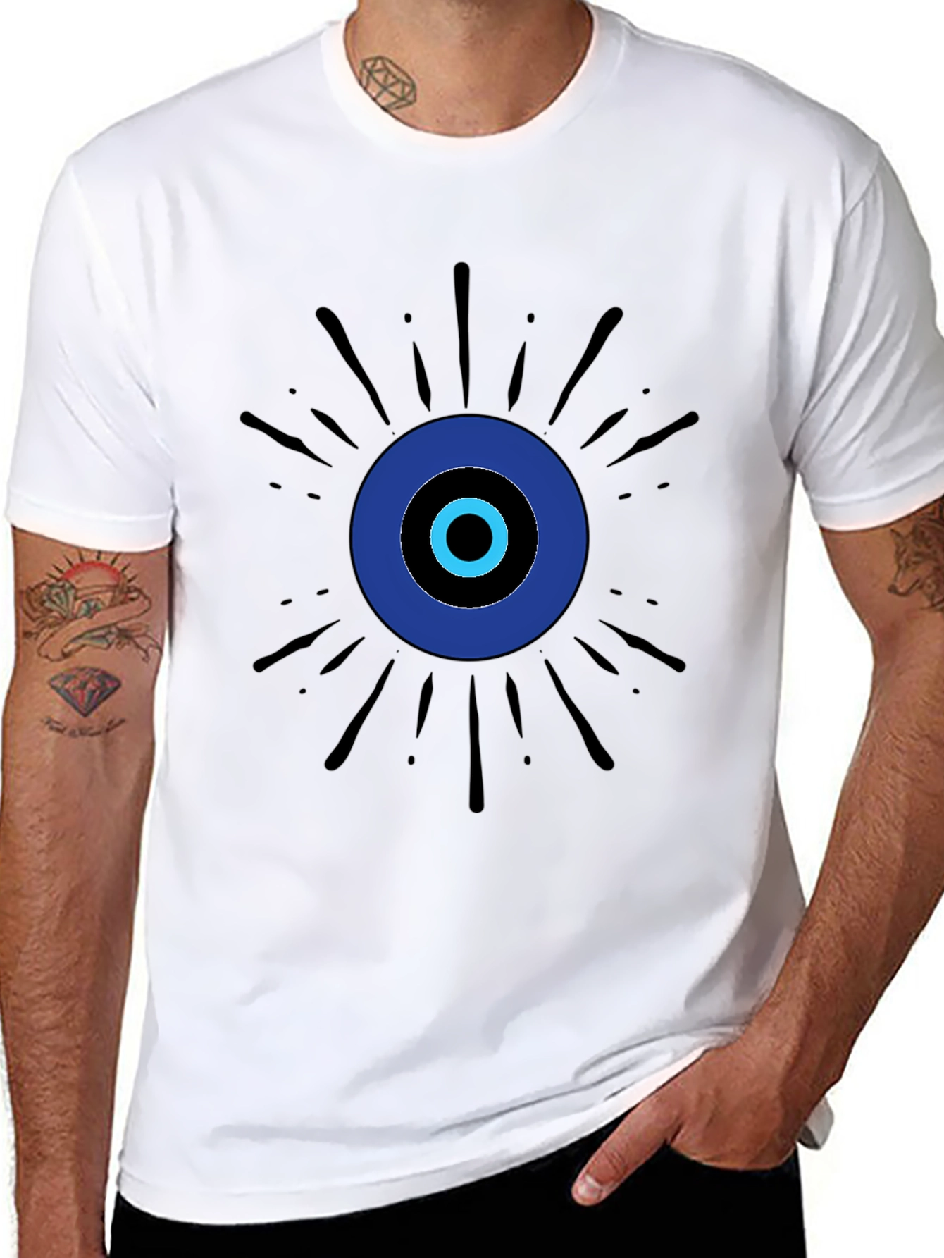 Evil Eye Graphic Print Black T-Shirt