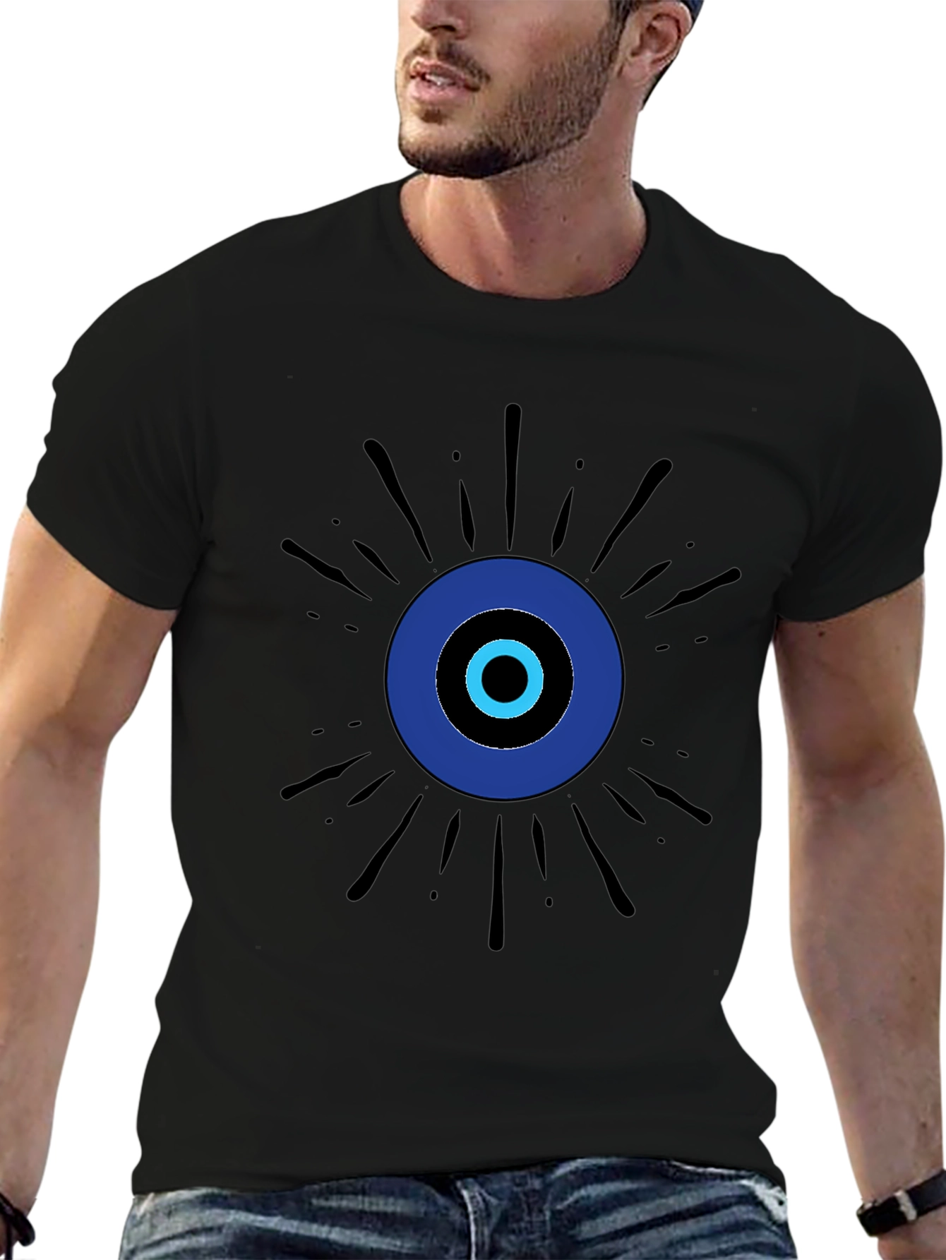 Evil Eye Graphic Print Black T-Shirt