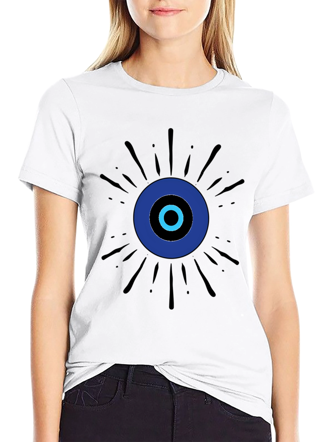 Evil Eye Graphic Print Black T-Shirt