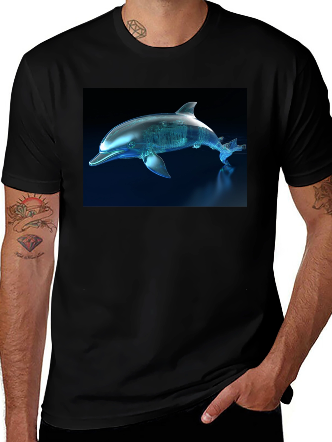 Futuristic Dolphin Graphic T-Shirt