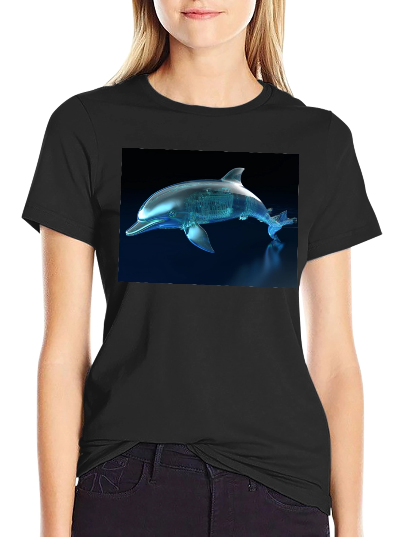 Futuristic Dolphin Graphic T-Shirt