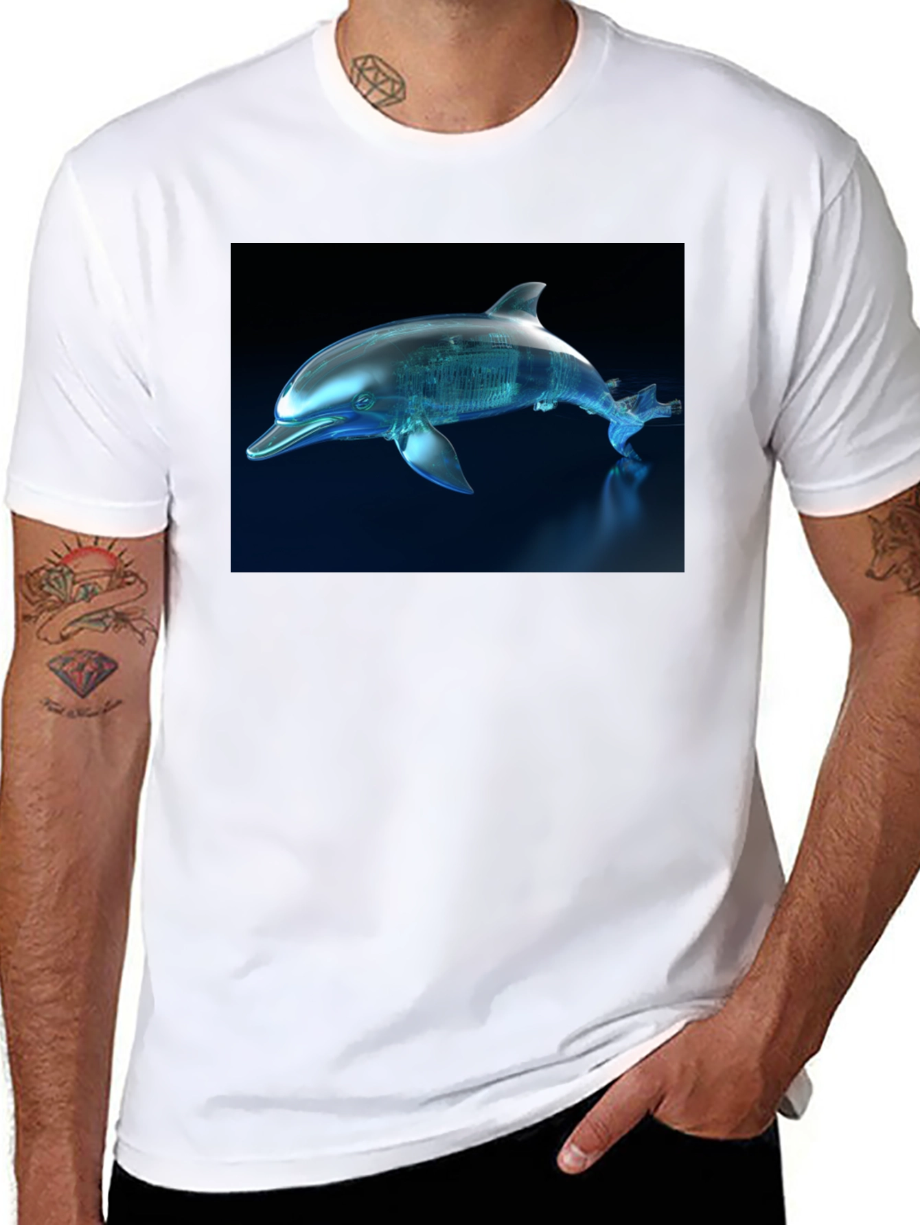 Futuristic Dolphin Graphic T-Shirt