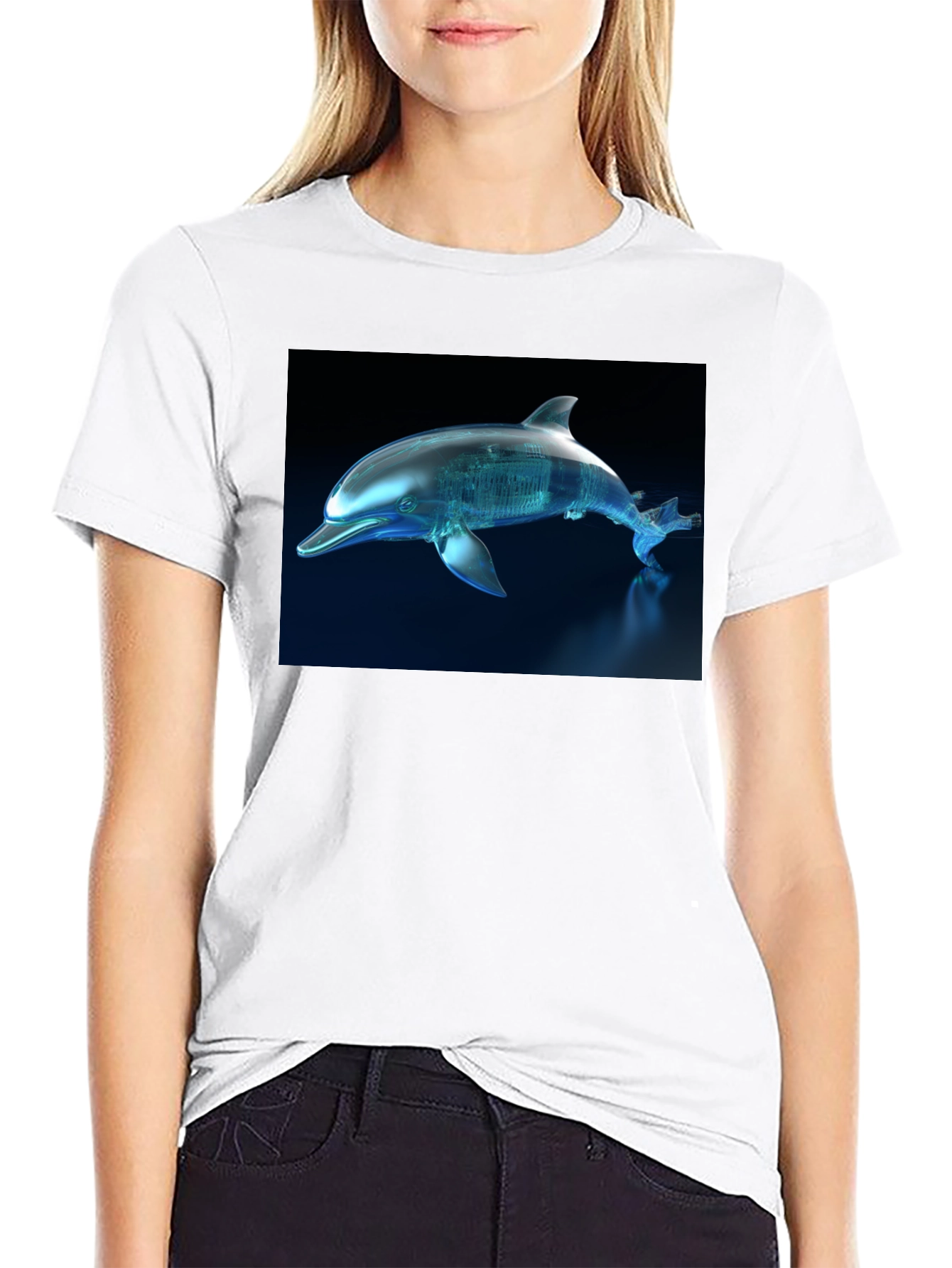 Futuristic Dolphin Graphic T-Shirt